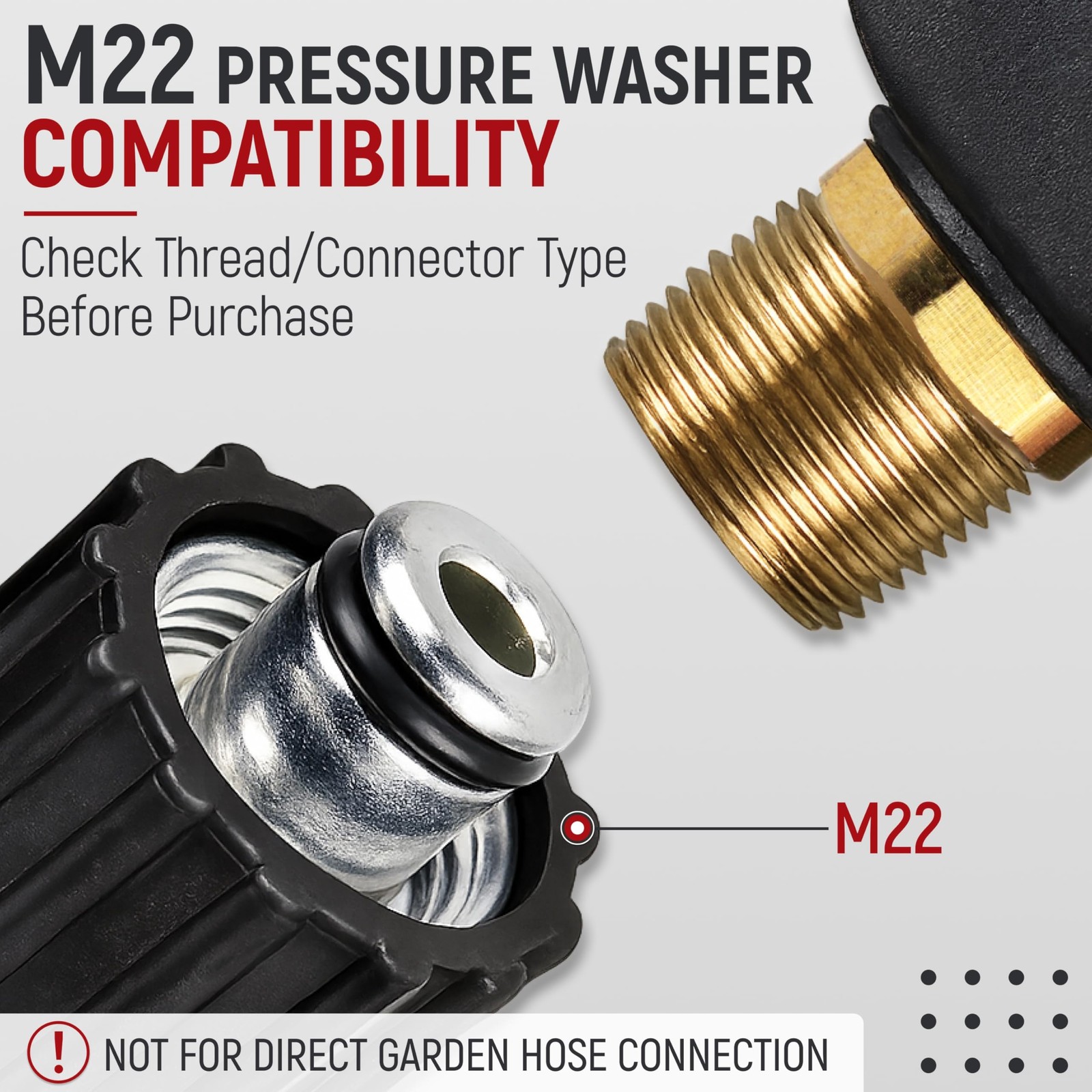 Best Pressure Washer Gun, 3000 PSI Max Power Wand with 26.2 ft Hose, M22-14 mm