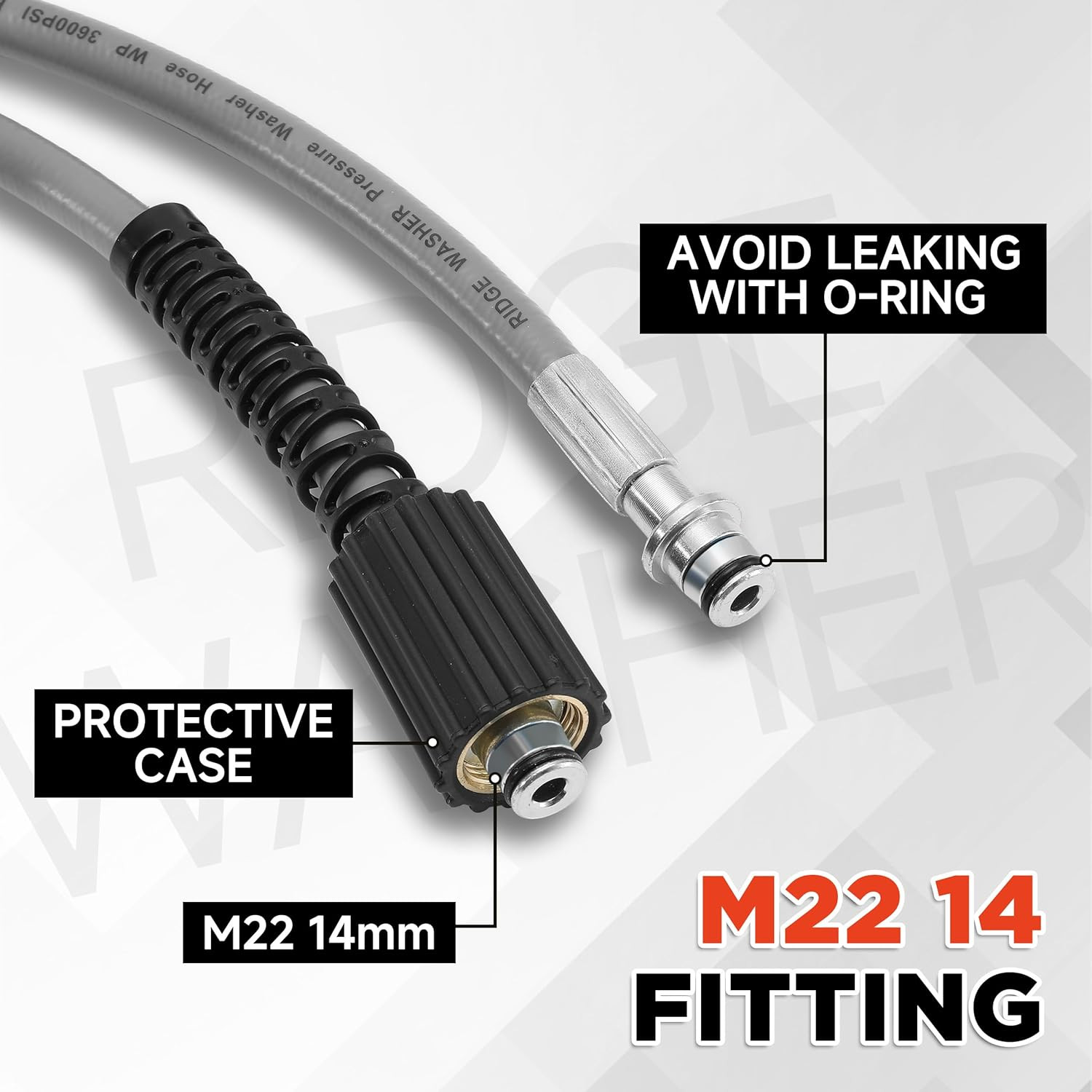 Pressure Washer Hose 100FT, 1/4 Inch Power Washer Hose with M22 14 Fitting, Kink
