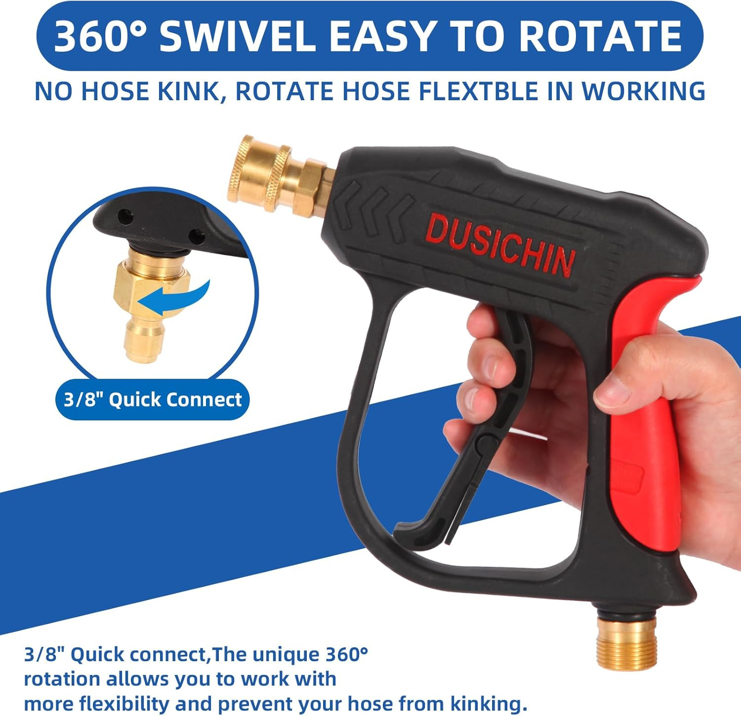 DUS-022 Short Wand High Pressure Washer Gun 3000 PSI for Pressure Power Washers