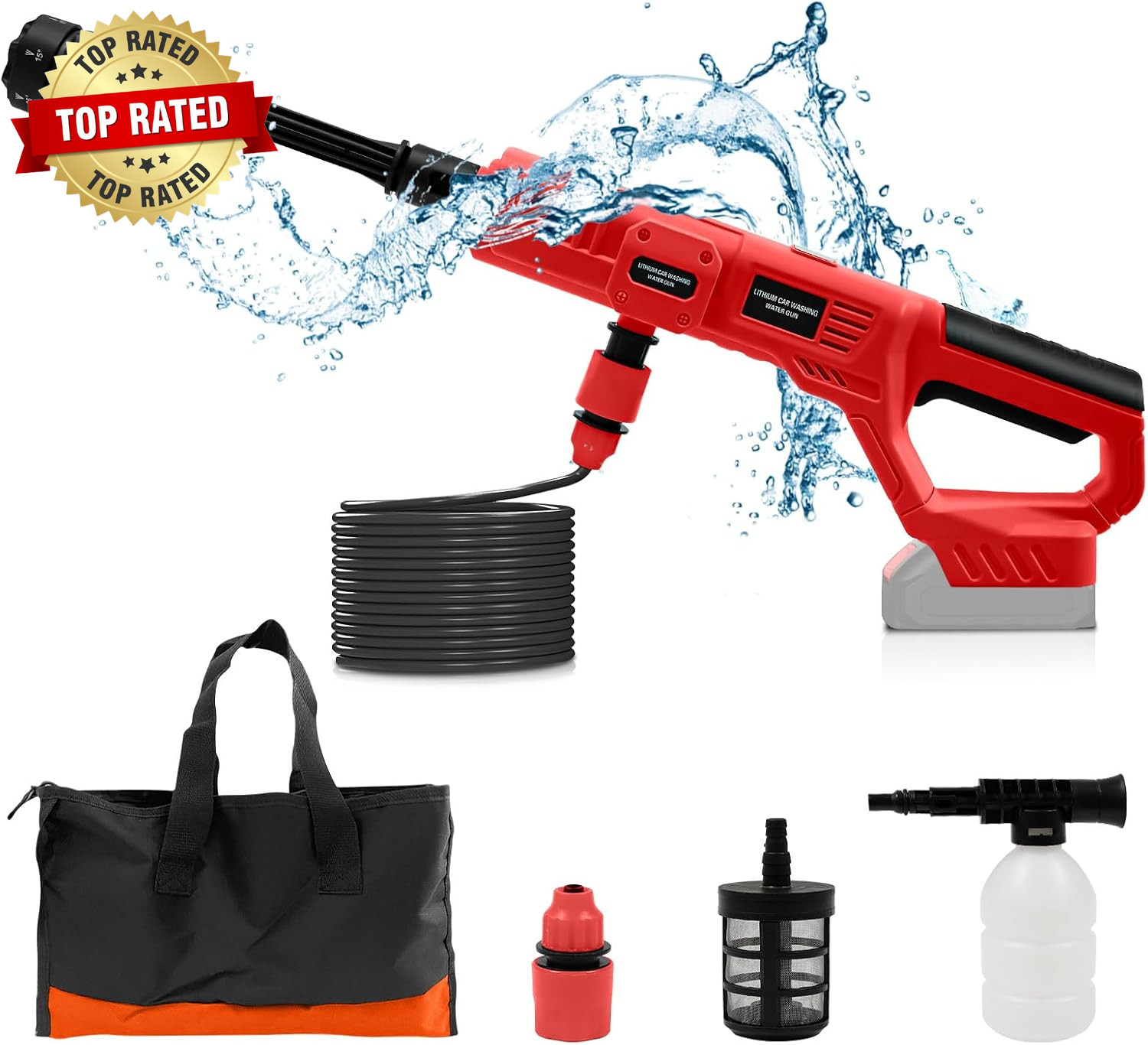 Cordless Power Washer for Milwaukee M18 Battery, 21000RPM Portable Washer with 6