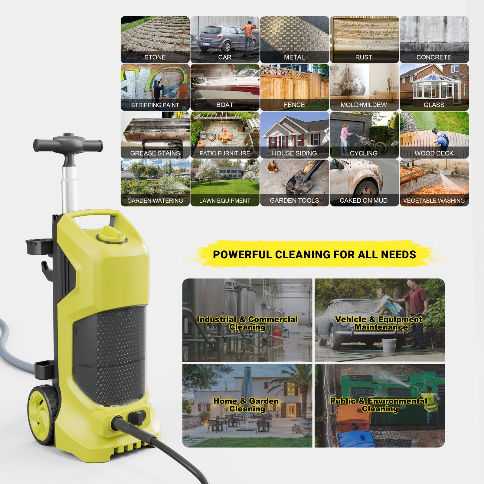 Pressure Washer 4200PSI 3.6GPM, Foam Cannon, Stainless Steel Lance, for Car