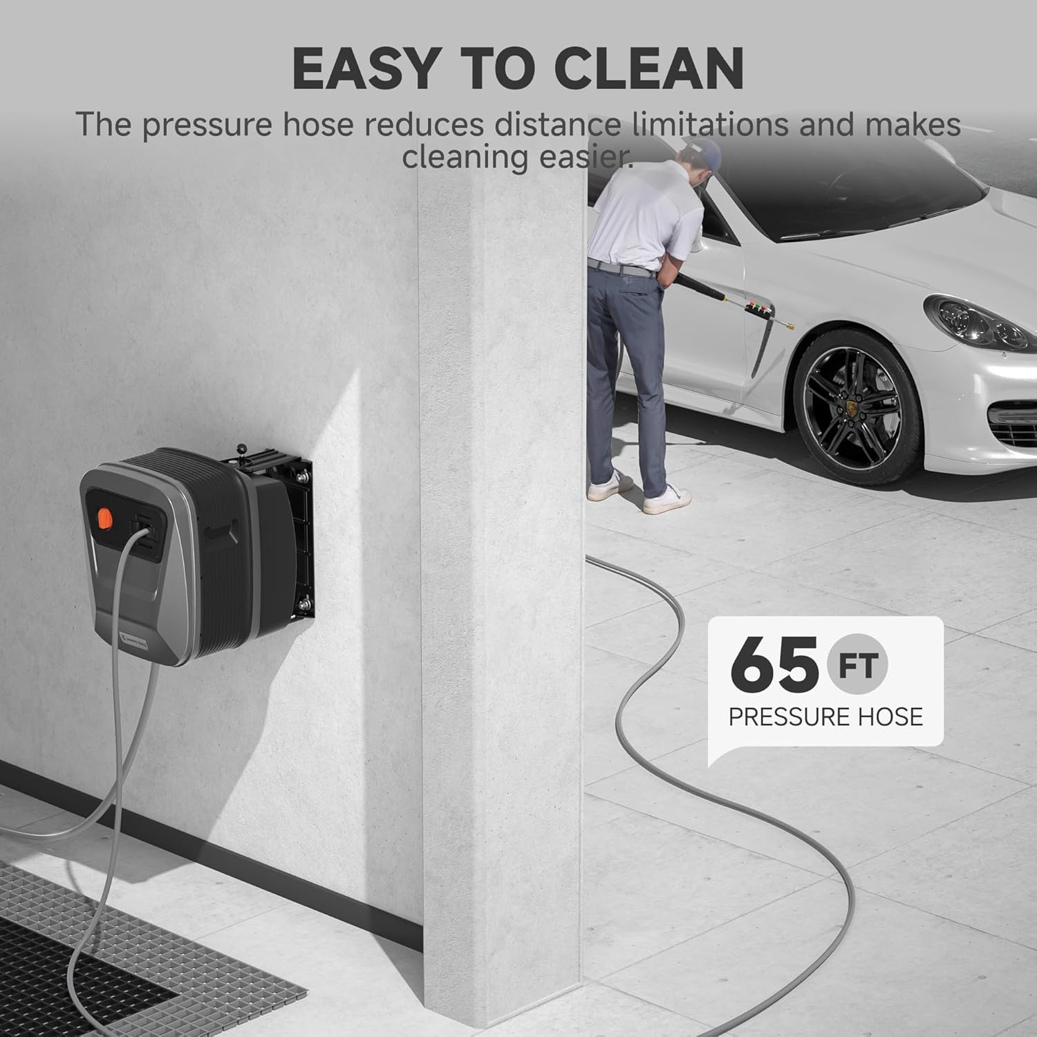 G20 Pressure Washer 2500 PSI with 65FT Hose Reel & 4 Nozzles