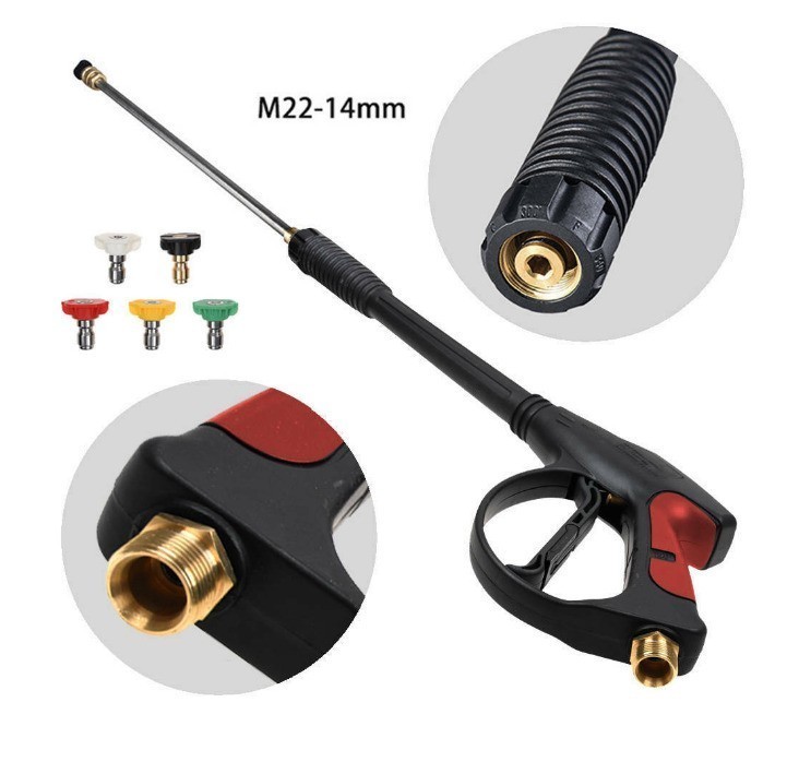 High Pressure Power Washer Spray Gun Wand Lance Nozzle Tips 50FT Hose Kit M22