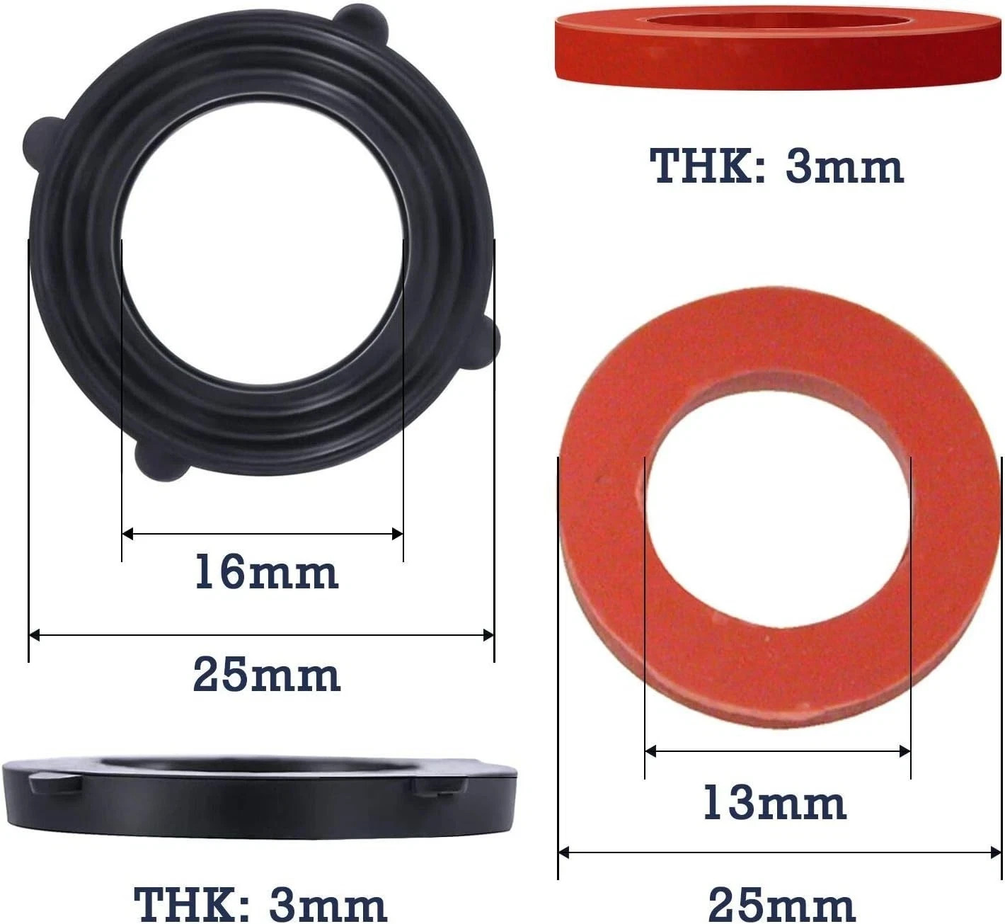 Vetico Garden Hose Washer Heavy Duty Rubber Washer Seals Fit All Standard 3/4 In