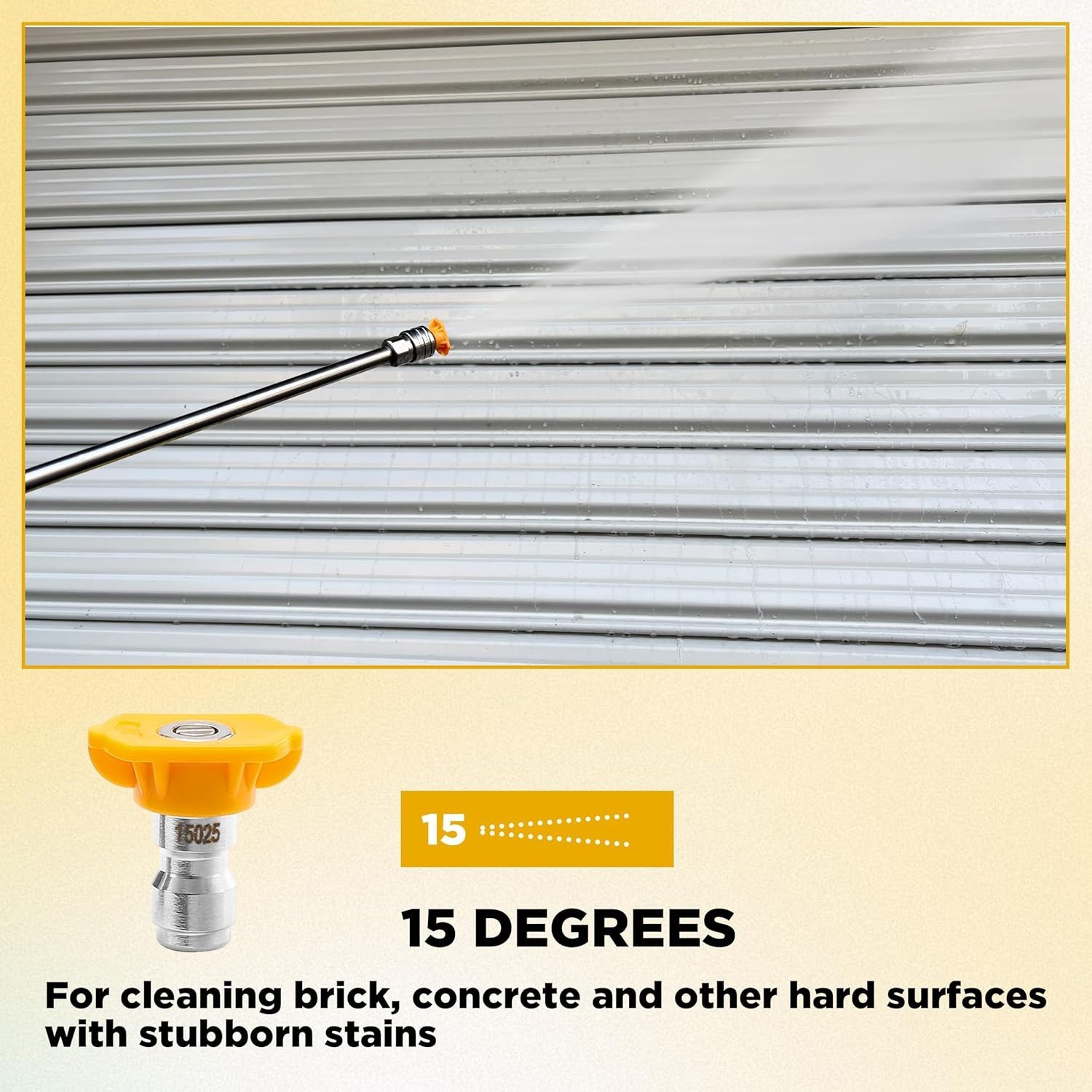 15° Yellow Power Washer Nozzle Tips, 7-Pack, 4000 PSI, Stainless Steel
