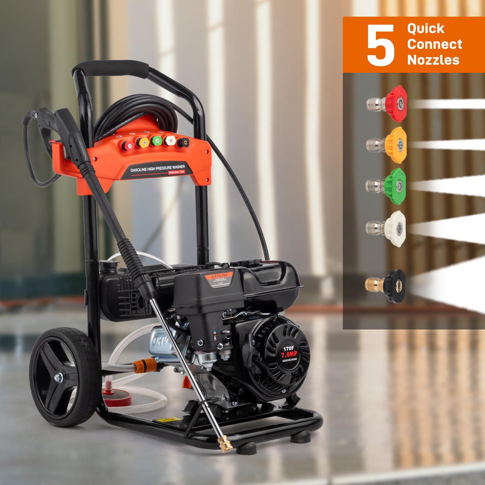 Gas Powered Foldable Pressure Washe 2700 PSI and 2.3 GPM 26Ft Reinforced Hose