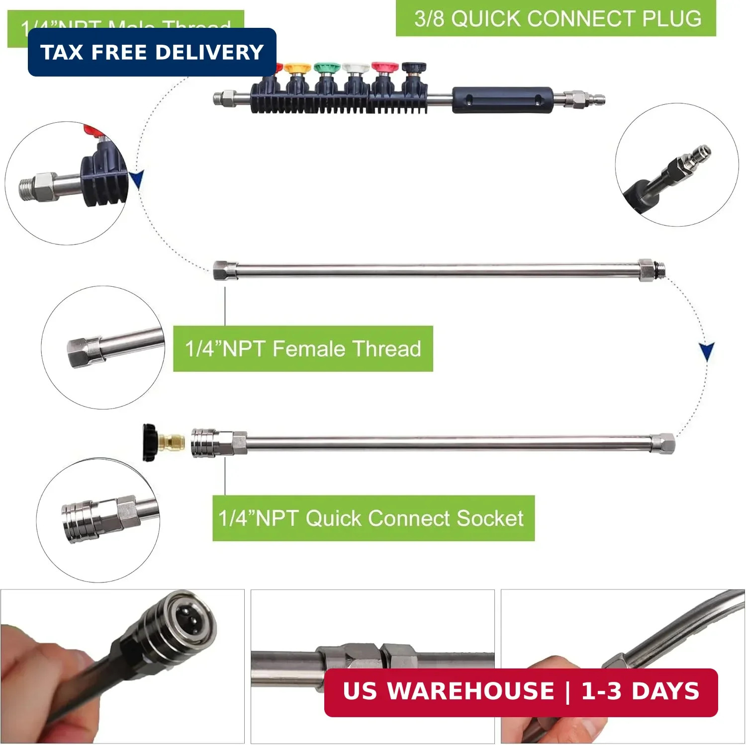 9 Pack Pressure Washer Extension Wand Upgrade Power Washer Lance with 6