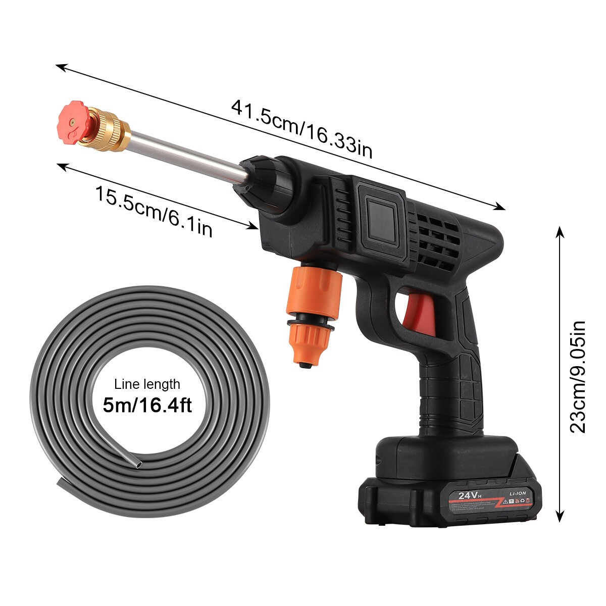 Portable Cordless Electric High Pressure Water Spray Gun Car Washer Cleaner Tool