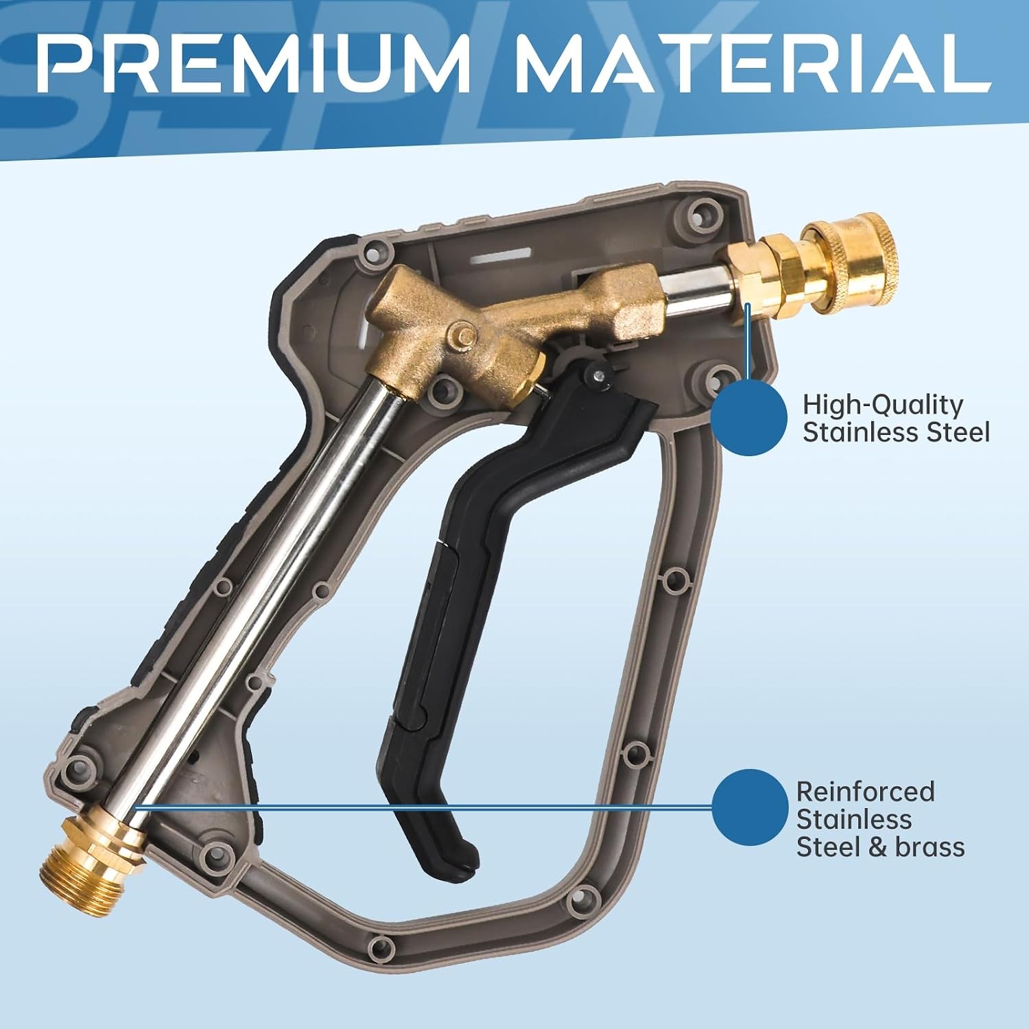 Pressure Washer Gun 5000 PSI Heavy Duty Short Gun with 5 Nozzle Tips M22-14mm