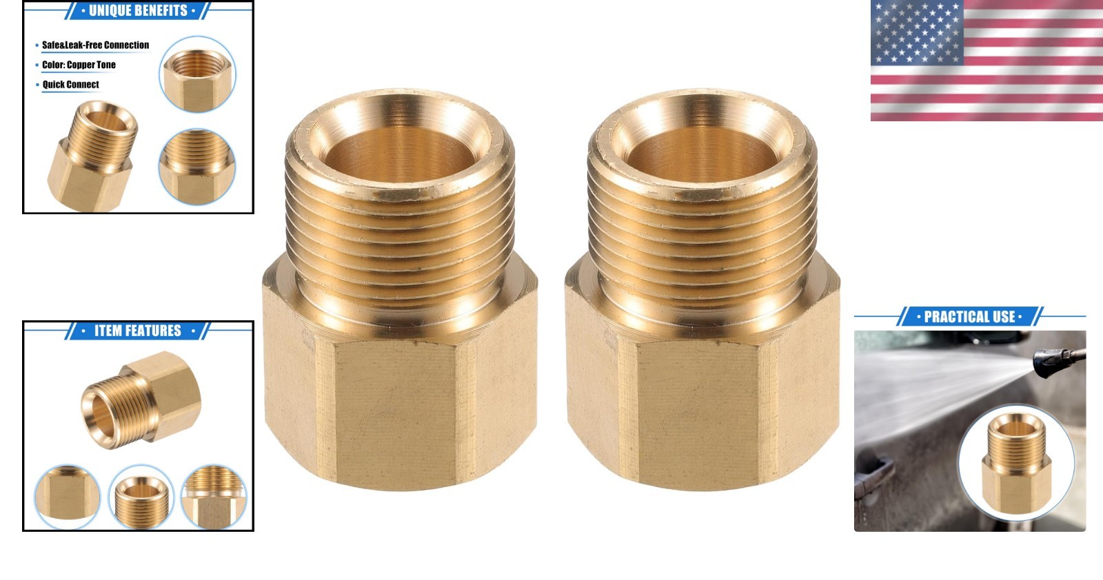 Brass Pressure Washer Connector G1/2″ to M22x1.5 – Universal Durable Adapter