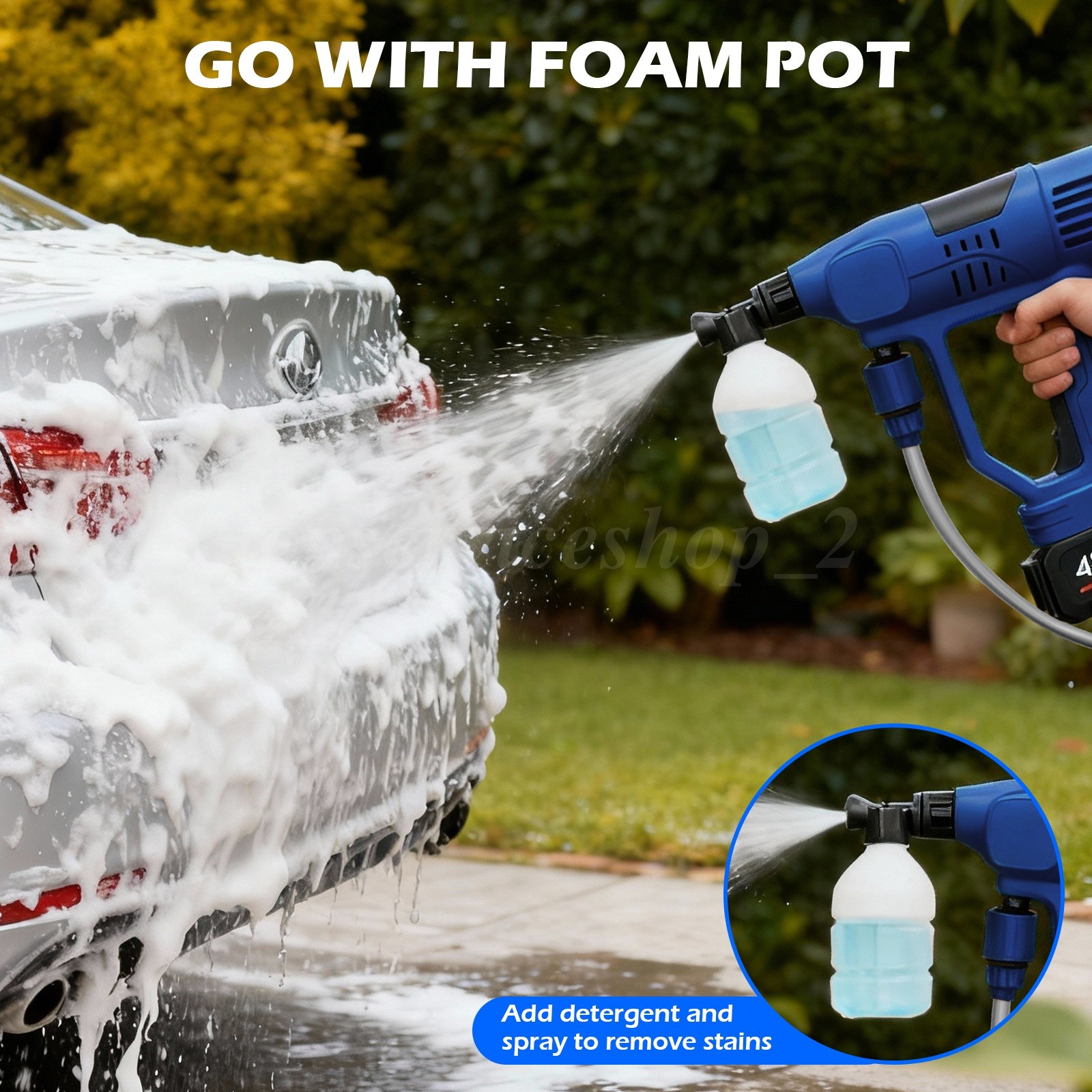 Cordless Pressure Washer 6-in-1 Foam Cannon Dual Battery Car Garden Cleaning