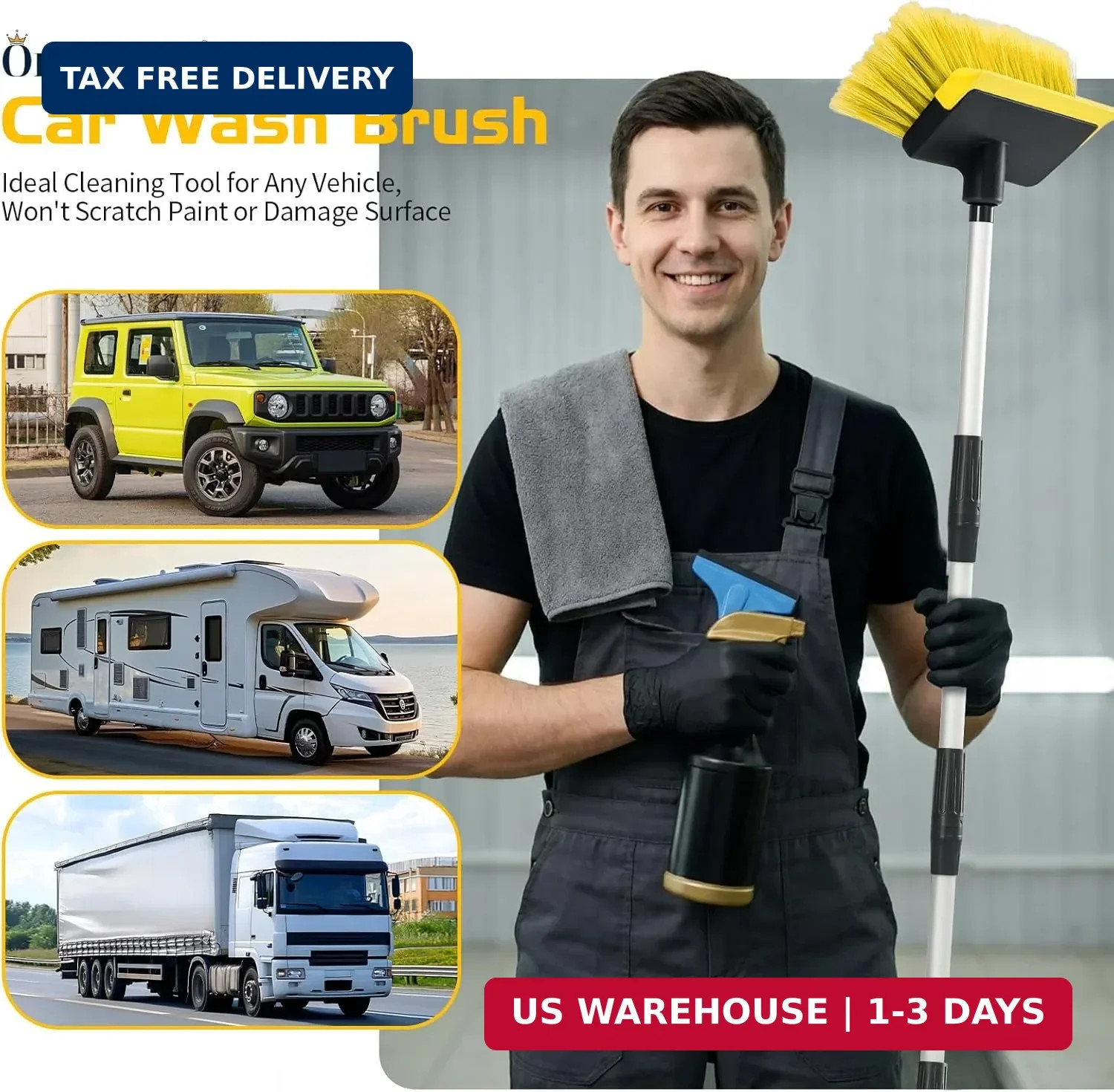 Ordenado 56″ Car Wash Brush with Long Handle – Car Cleaning Brush with Soft Bris