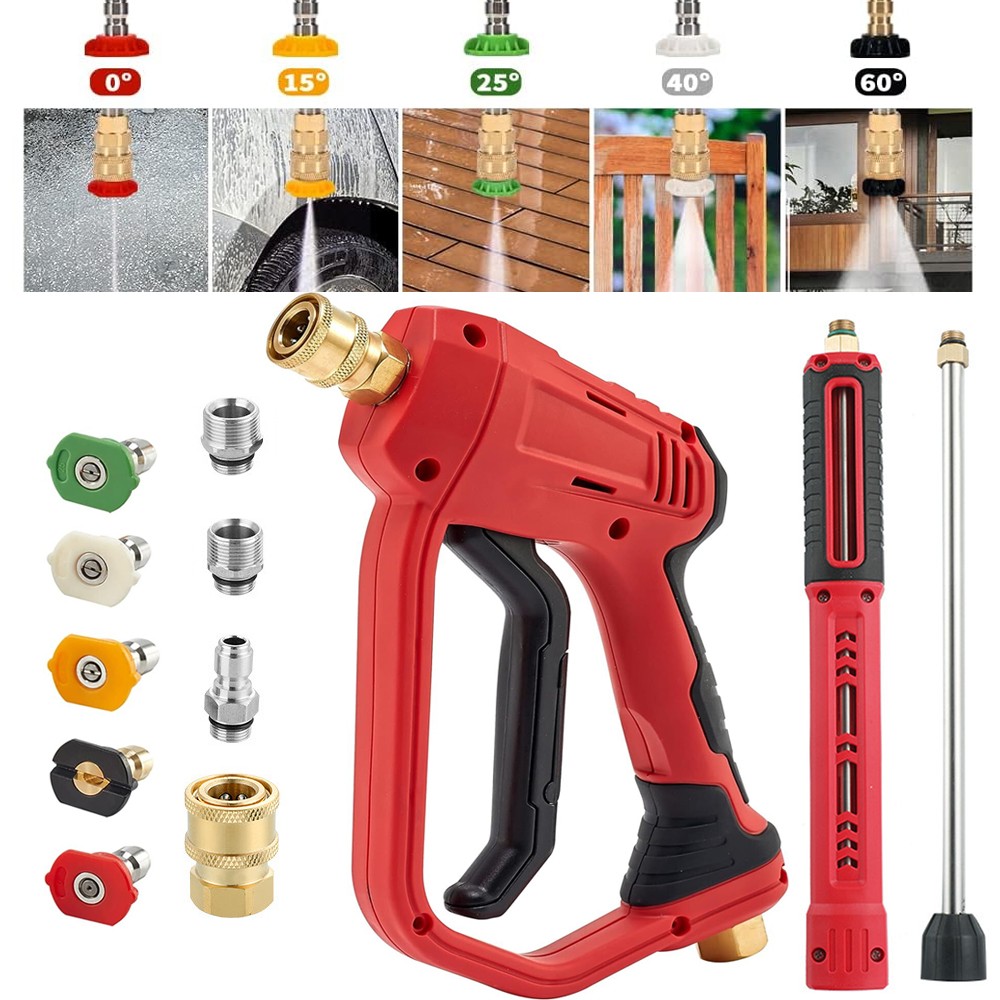 4000PSI High Pressure Car Power Washer Spray Gun Wand Lance Nozzle Tips Hose Kit