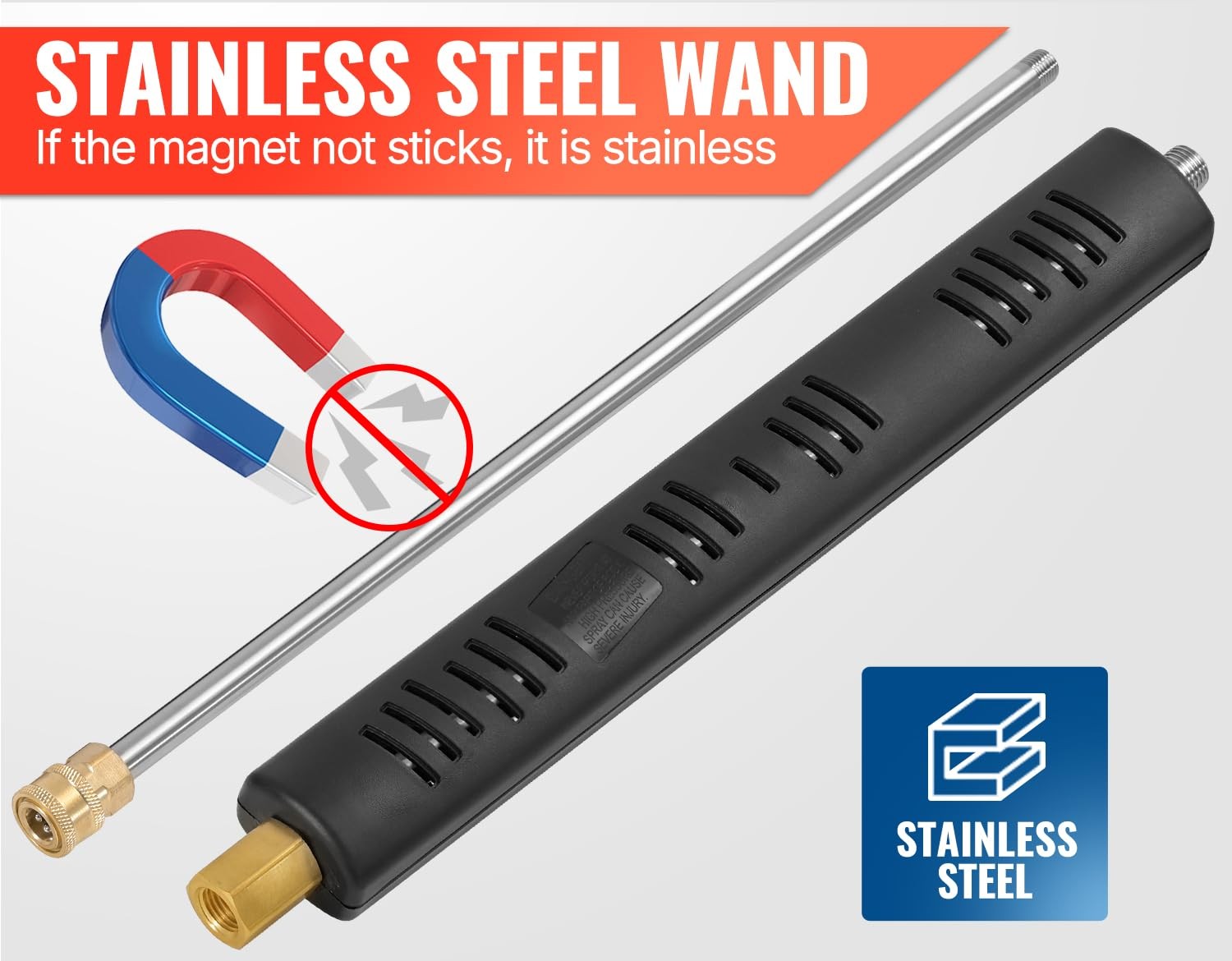 Pressure Washer Gun Wand with Swivel 3/8″ Plug & M22 Coupler, Stainless Steel…
