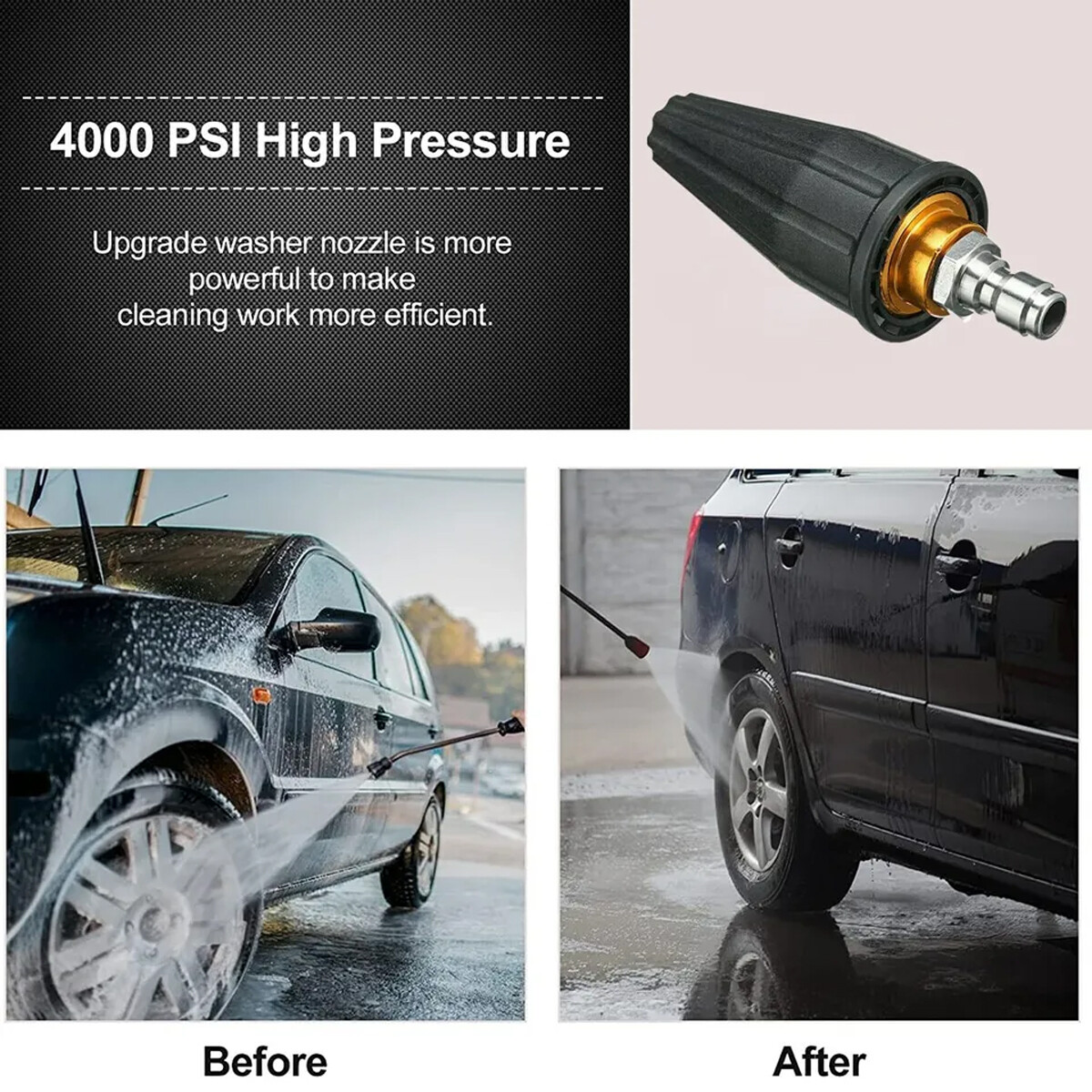 50 FT High Pressure Washer Hose+rotating nozzle+high-pressure cleaning water gun