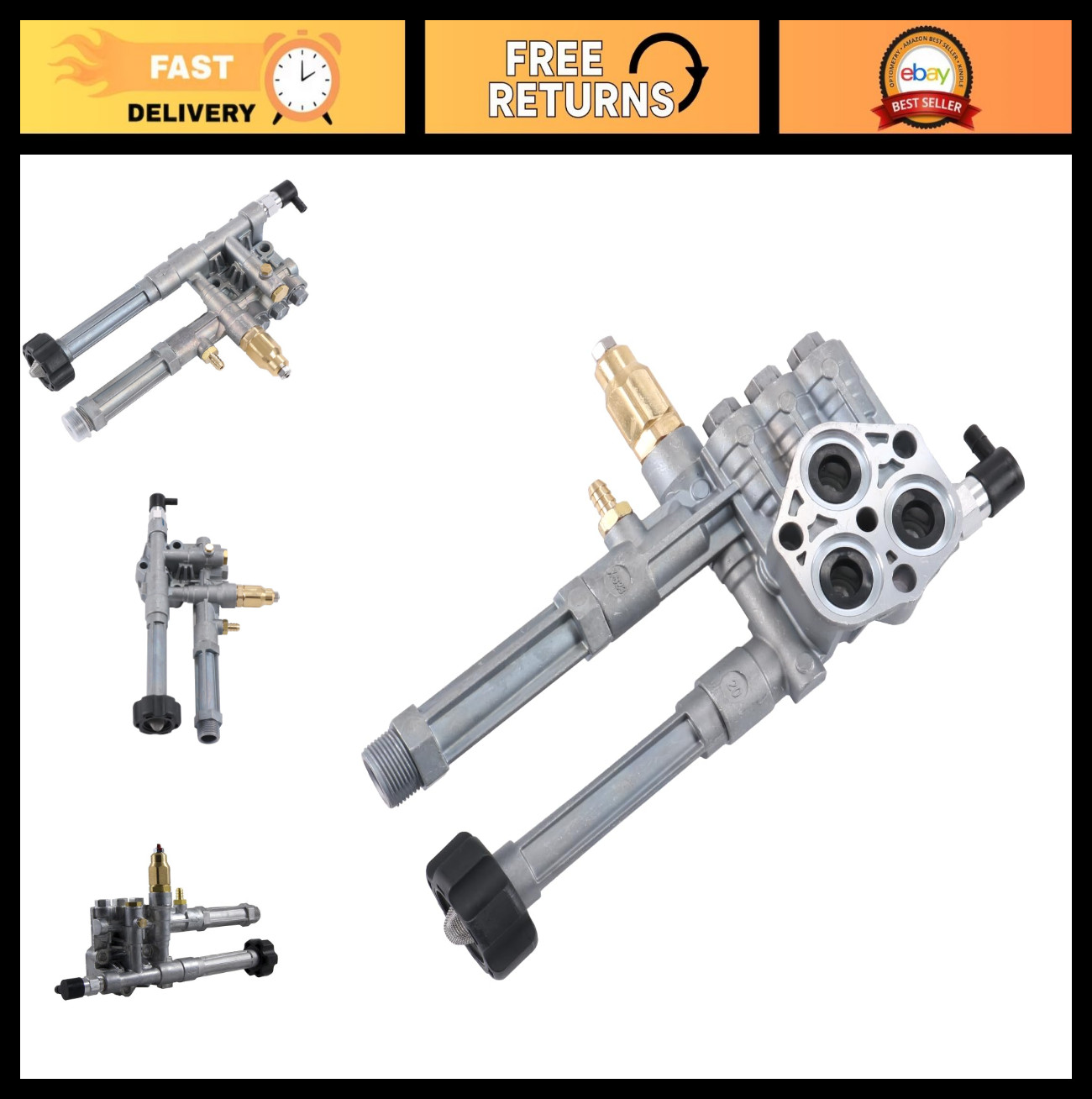 Pressure Washer Pump Head Assembly with Unloader & Check Valves – Compatible Mod