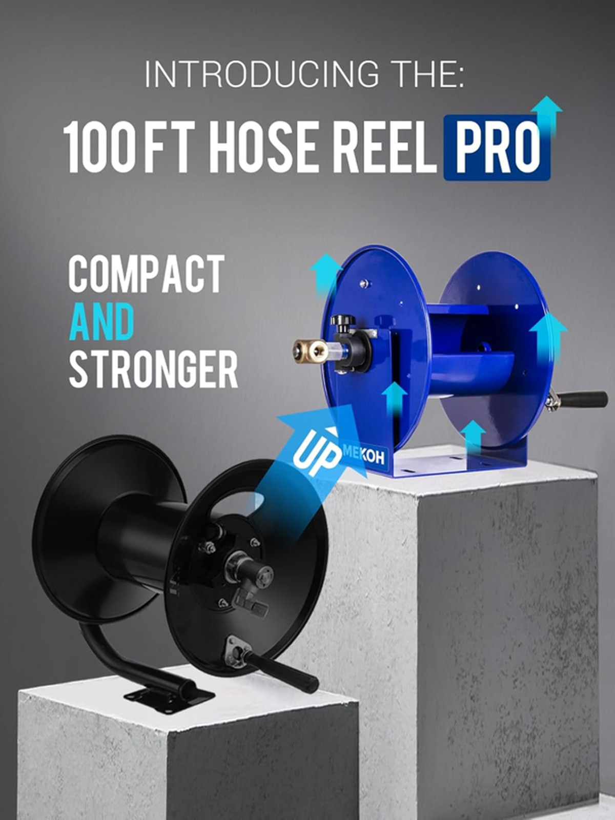 MEKOH Pressure Washer Hose Reel 100FTx3/8”, 200FTx1/4” Manual Power Washer Hose