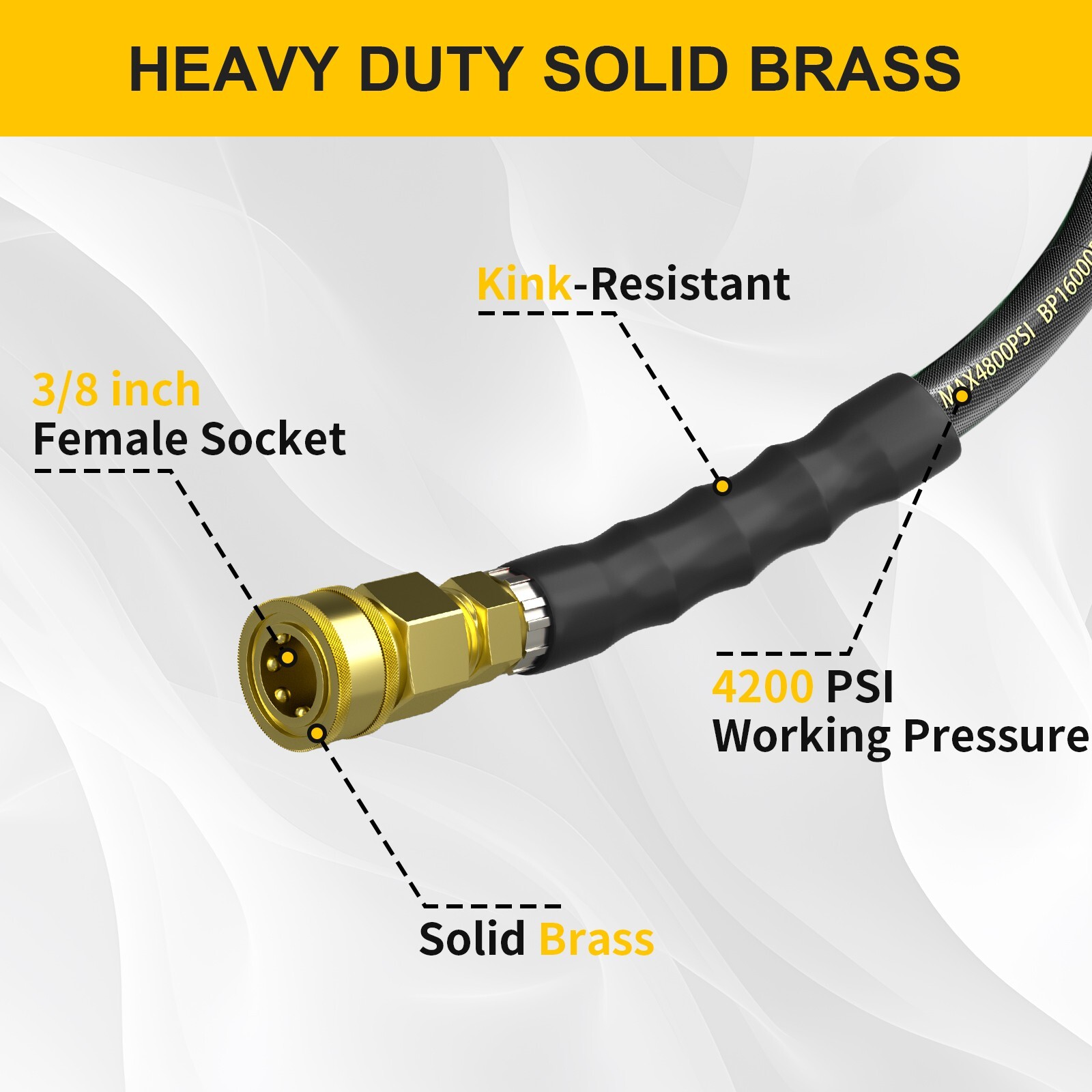 POHIR 4200PSI 100FT Pressure Washer Hose 1/4″ Flexible Wire Power Extension Hose