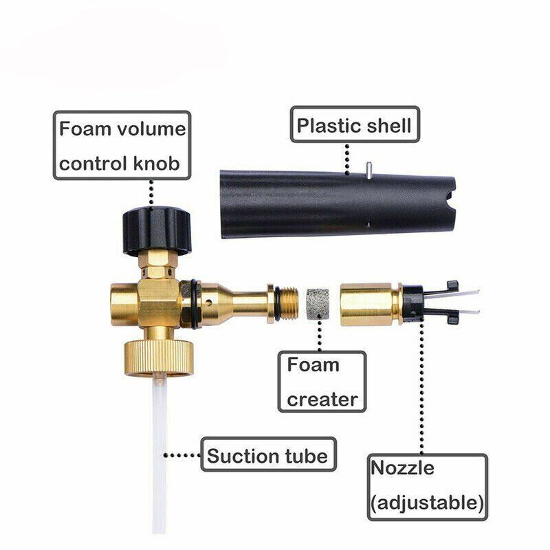 Snow Foam Lance Car Pressure Washer Gun Soap Cannon 1/4″ Fit Karcher Lavor Ryobi