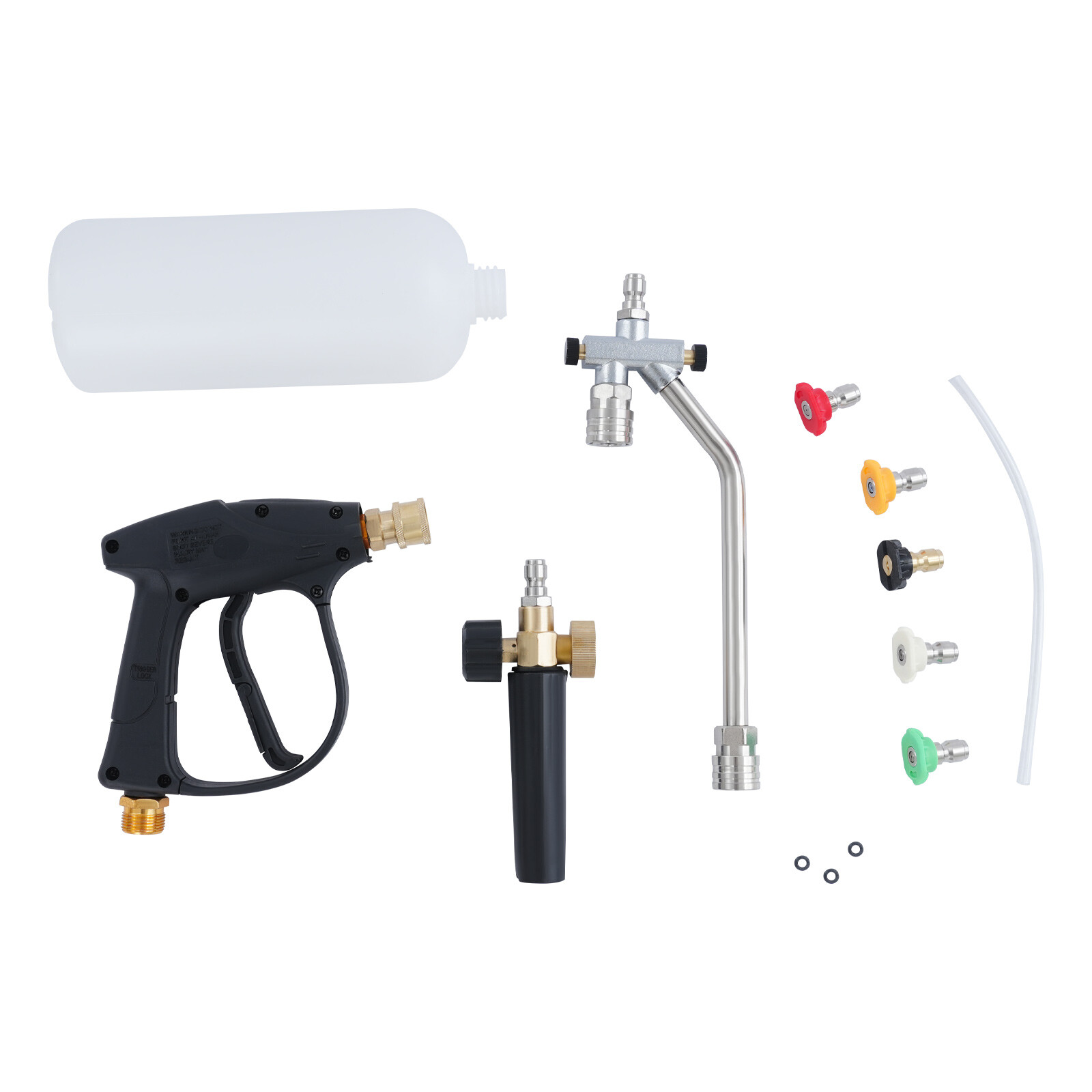 6.69in 0.22Gal Black/Silver Steel Pressure Washer Gun With 5 Replaceable Nozzles