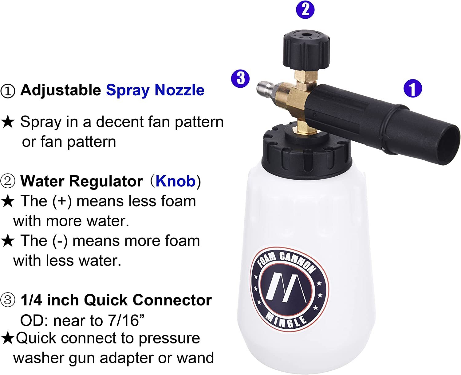 Pressure Washer Gun Adapter Foam Cannon Replacement Parts For Portland Ryobi