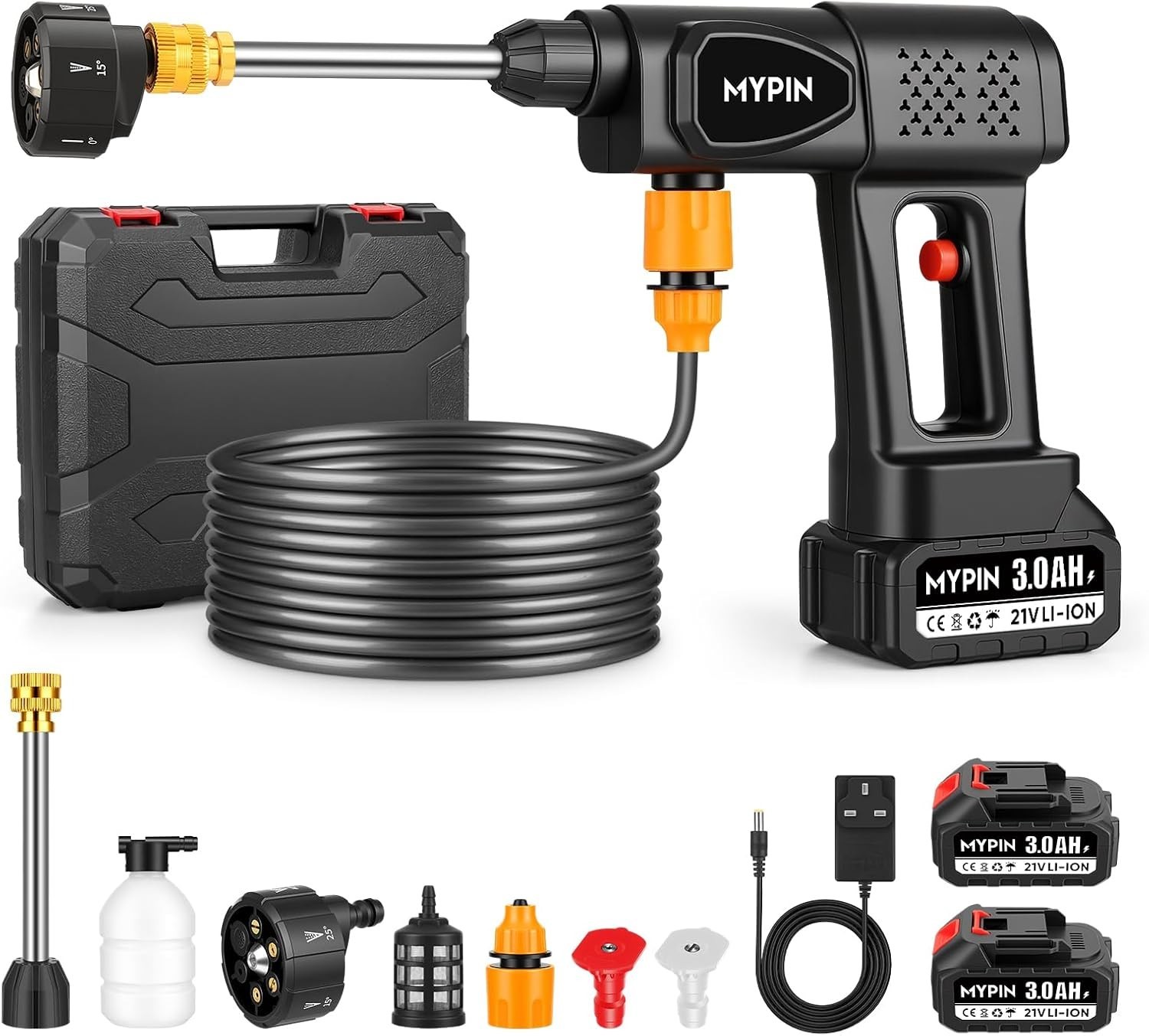 Cordless Pressure Washer Kit – 21V 2×3.0Ah Batteries