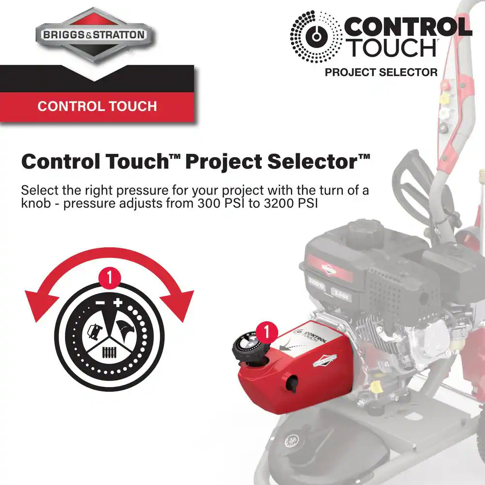 3200 MAX PSI 2.5 MAX GPM Gas Pressure Washer with Control Touch Project Selector