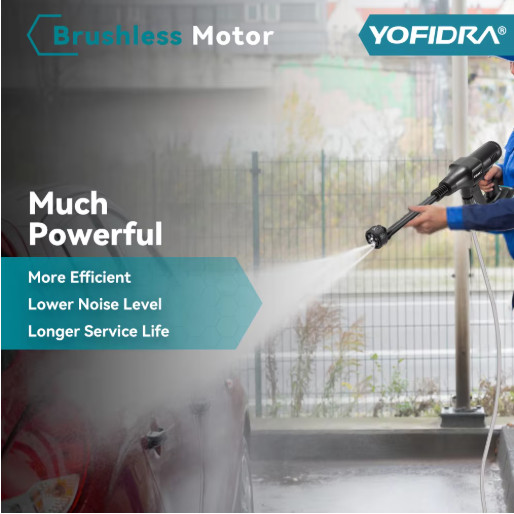 Yofidra 200Bar Brushless Cordless Pressure Washer 6IN1 Car Wash Gun 18V Tool