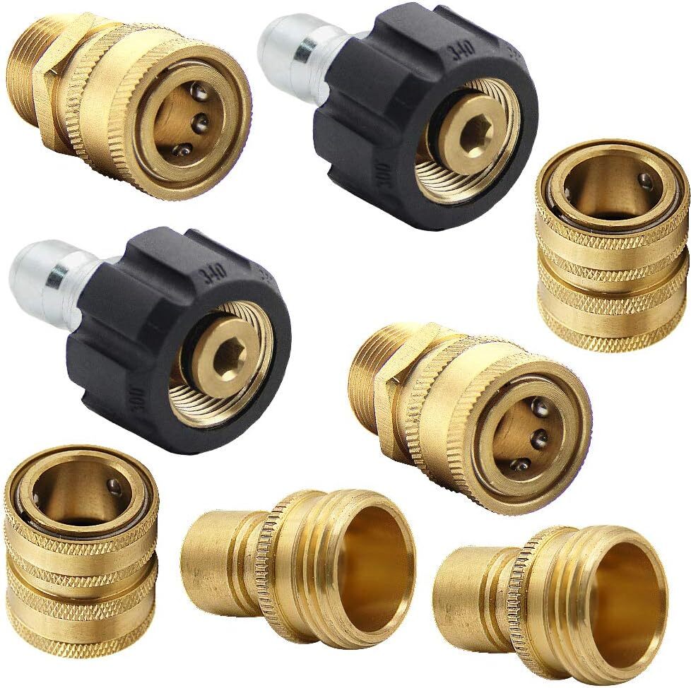 High Pressure Washer Quick Connect Kit Brass M22 14 Swivel 5000 Psi