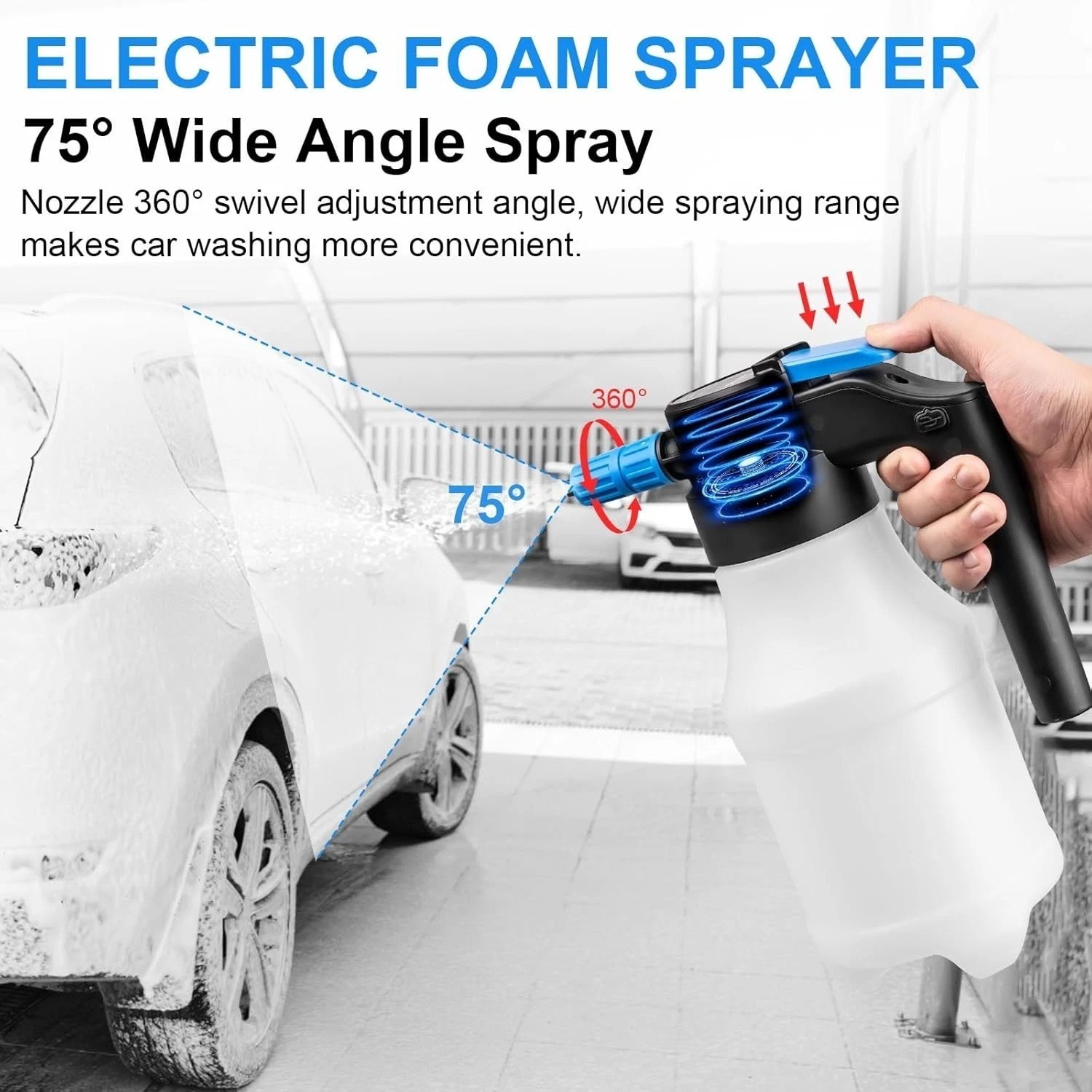 1.5L Electric Car Foam Sprayer, Foam Sprayer for Car Wash with USB Rechargeable