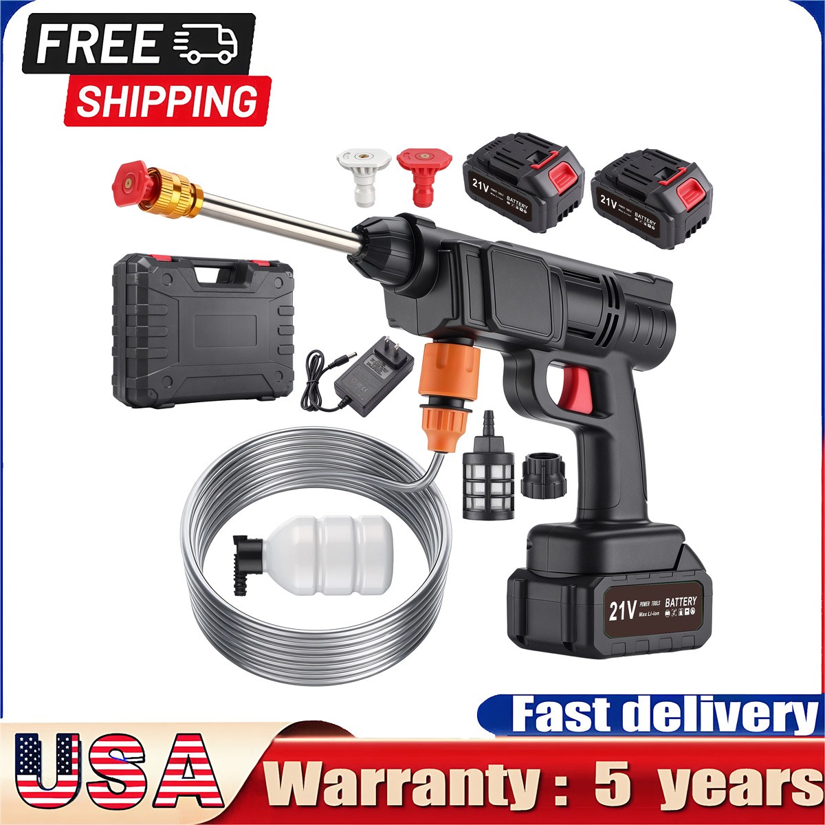 Electric Water Spray Gun 600W Cordless Washer for Car Driveway Patio Clean
