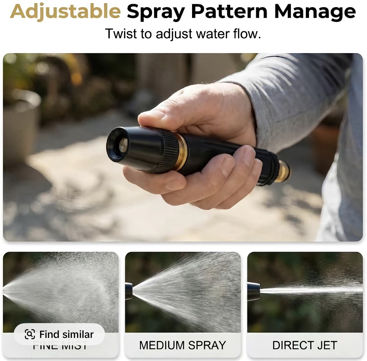 1Set of Heavy Duty Adjustable Twist Nozzle Home High Pressure Car Wash Water Gun