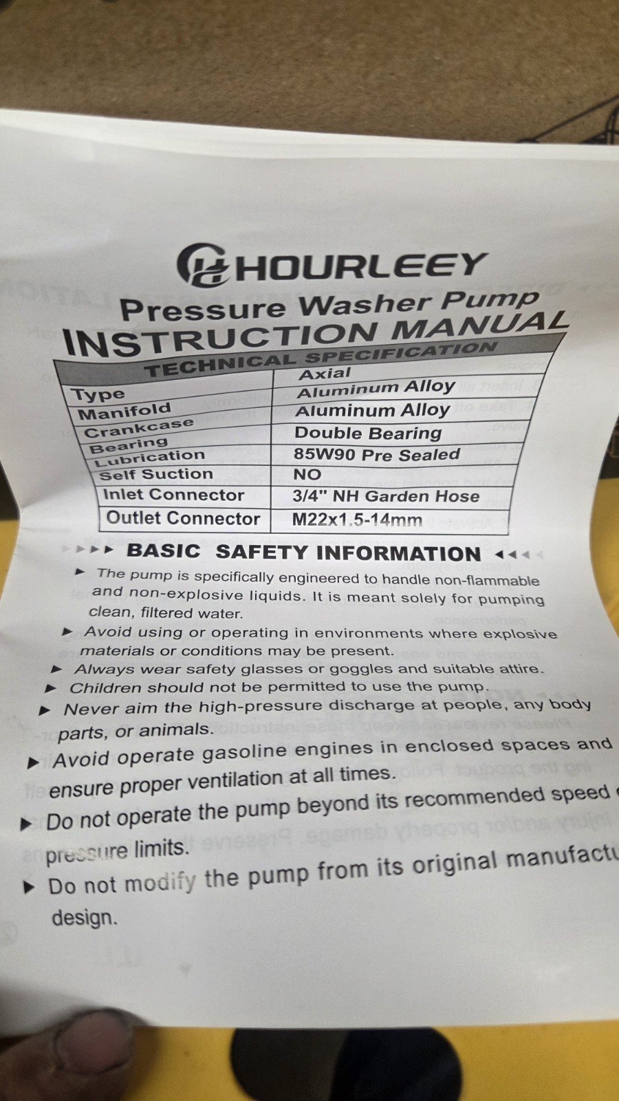 Hourleey 7/8″ Shaft Vertical Pressure Washer Pump, 3400PSI 2.5GPM