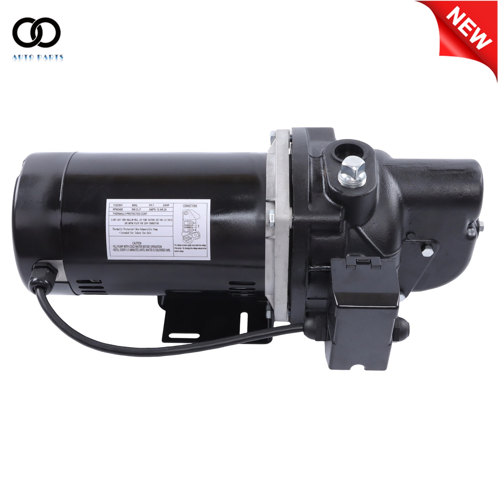 SWS75 3/4 HP Shallow Well Jet Pump Cast Iron 510 Gallons Per Hour 1PH 115/230V
