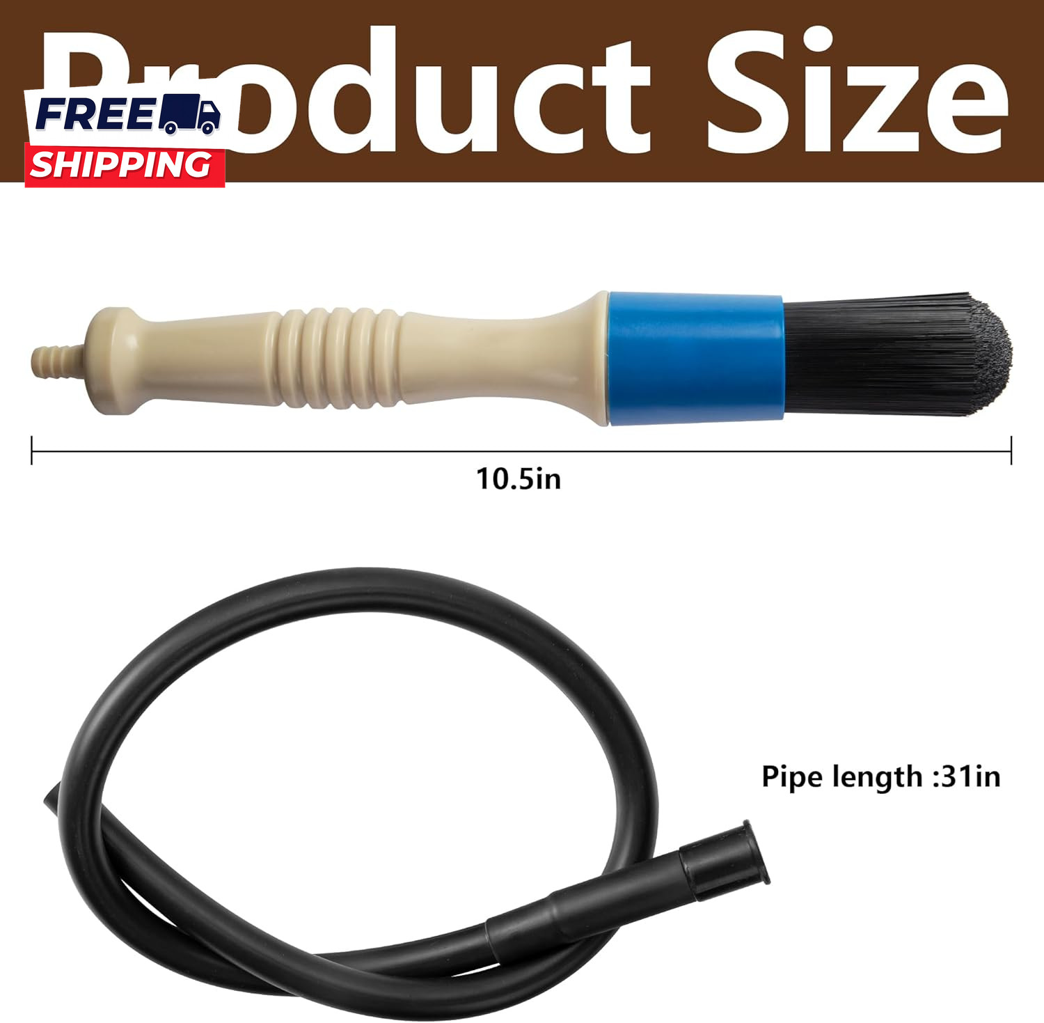 Parts Washer Brush with Hose Wear Resistant Parts Cleaning Brush