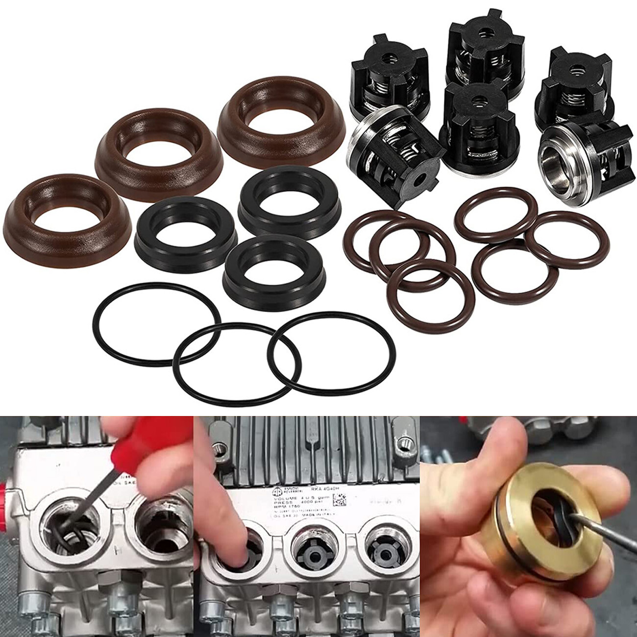 AR1828 Pump Check Valves Kit + AR1857 Pressure Washer Packing Kit for 18mm AR RK