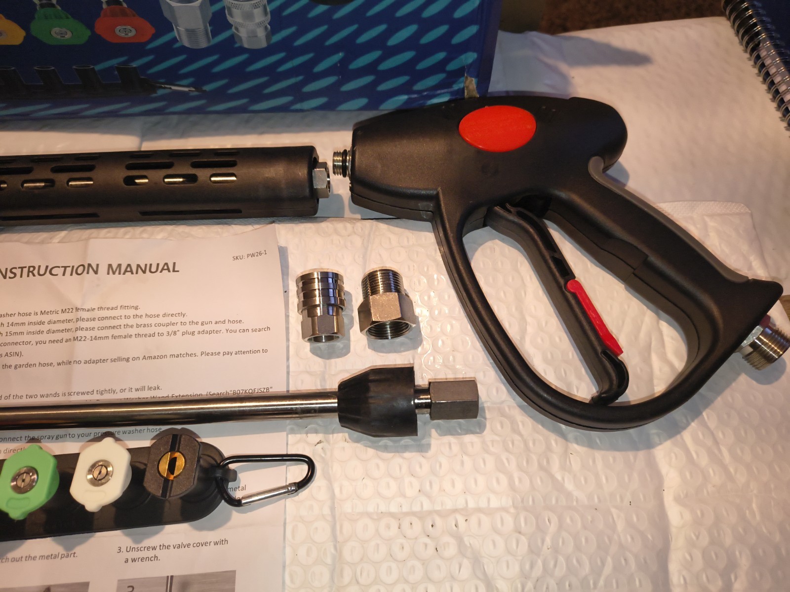 Pressure Washer Gun 40″ Wand M22 14mm/15mm 4000 PSI 5 Nozzle Tips Kit