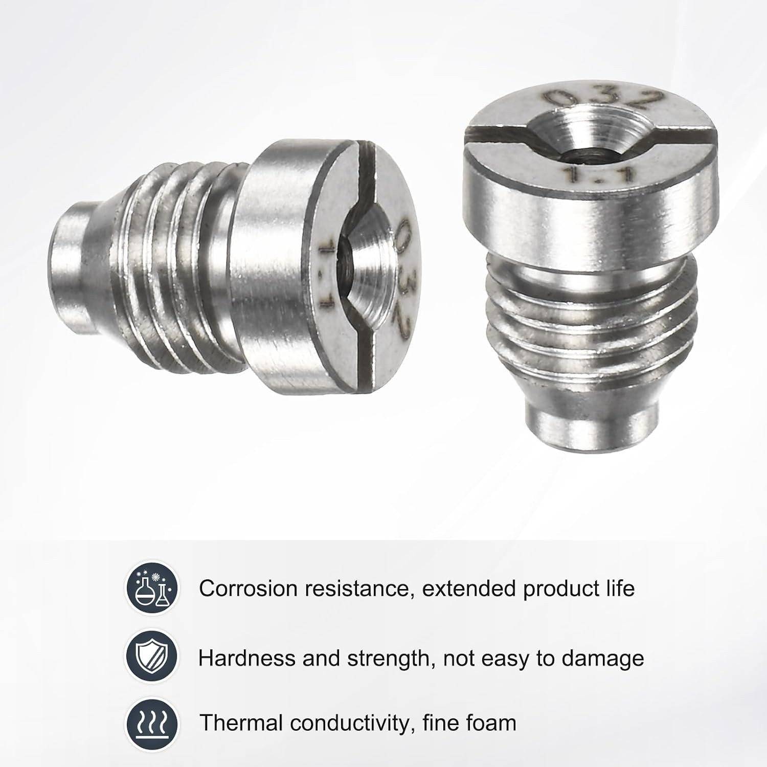 4-Set Foam Cannon Orifice Nozzle, 1.1Mm Stainless Steel Universal Thread Tips wi