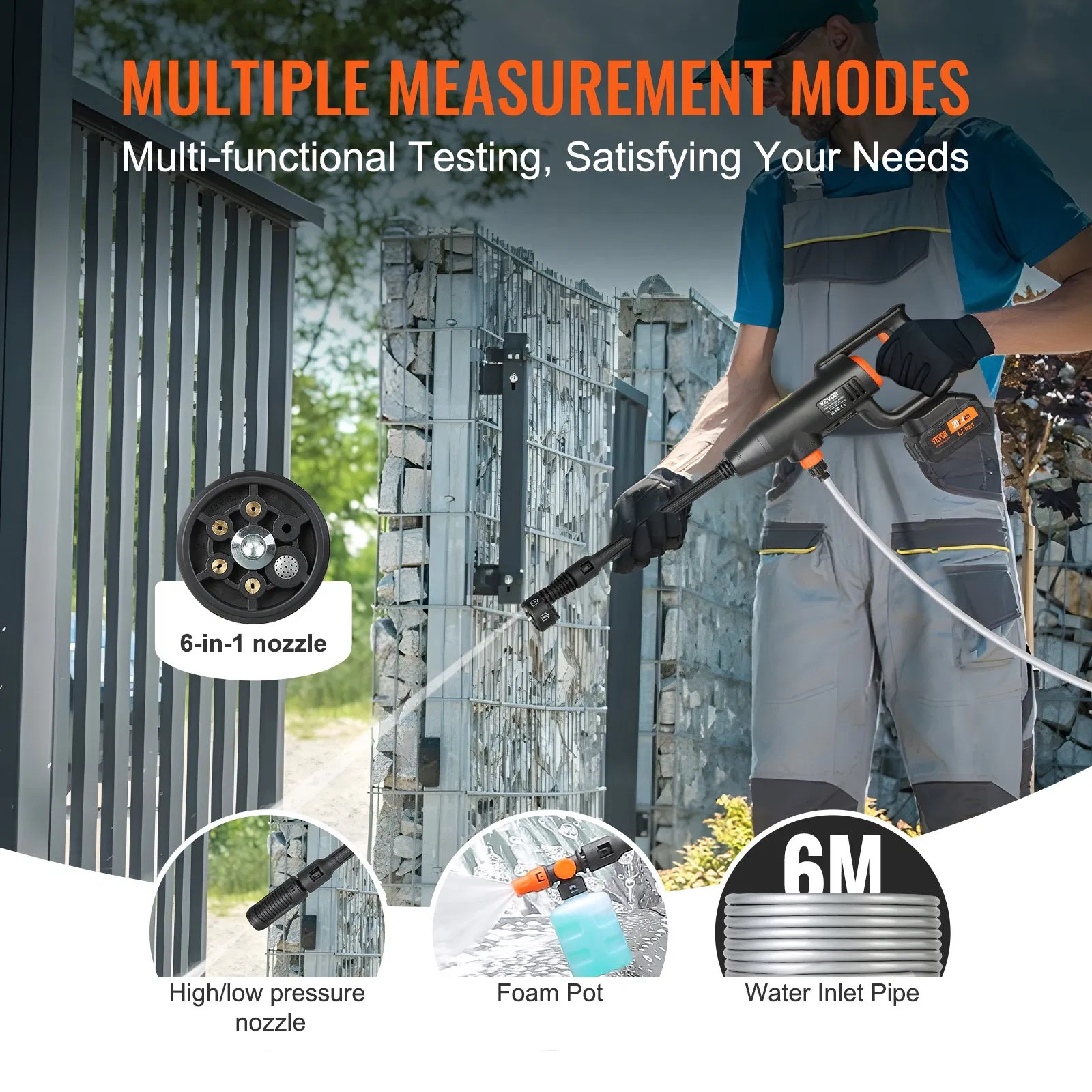 VEVOR Cordless Pressure Washer, 580-PSI 1.1 GPM Portable Power Cleaner, Handheld