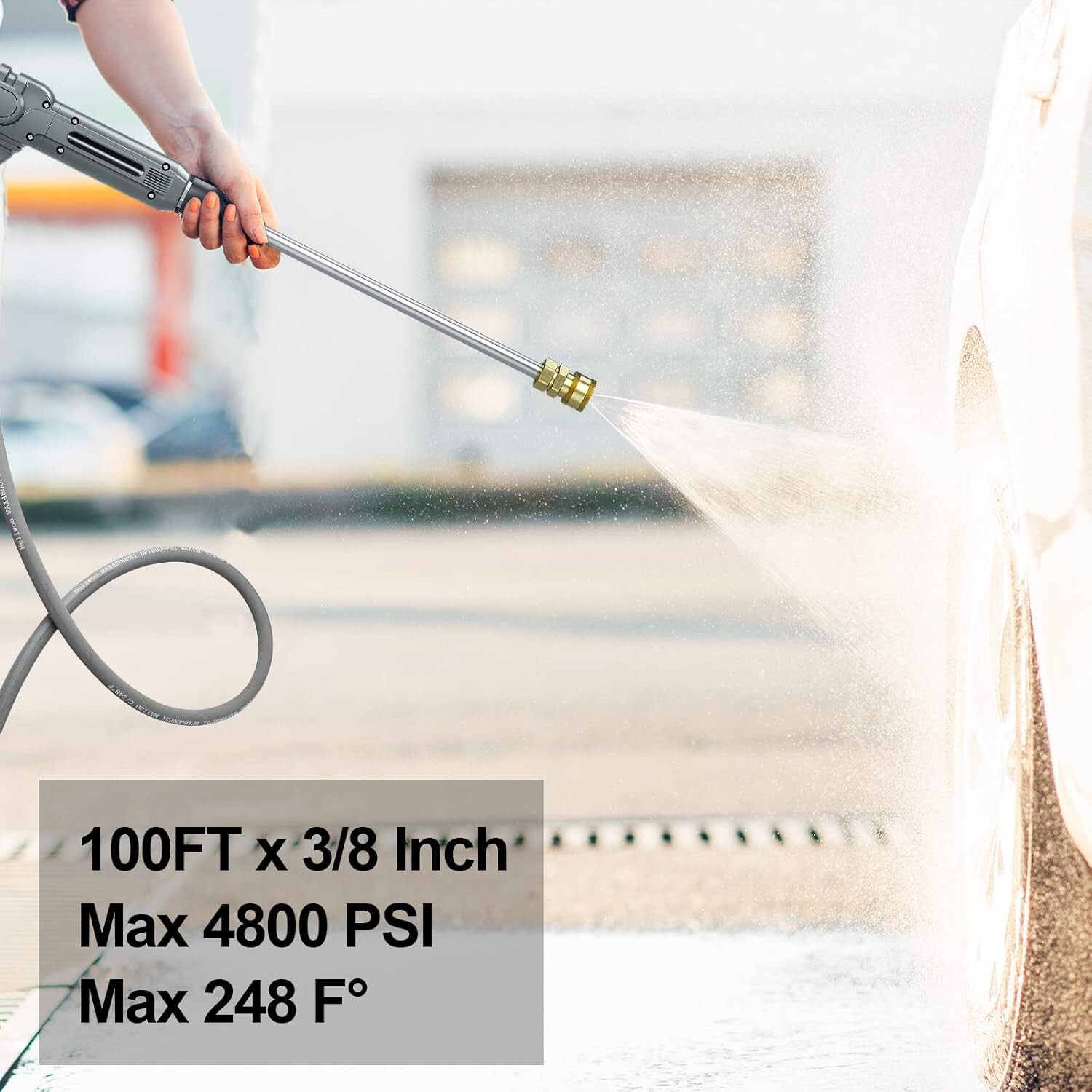 Heliwoo 4800 PSI 3/8″ Pressure Washer Hose 50FT Kink Resistant Wire Power Hose