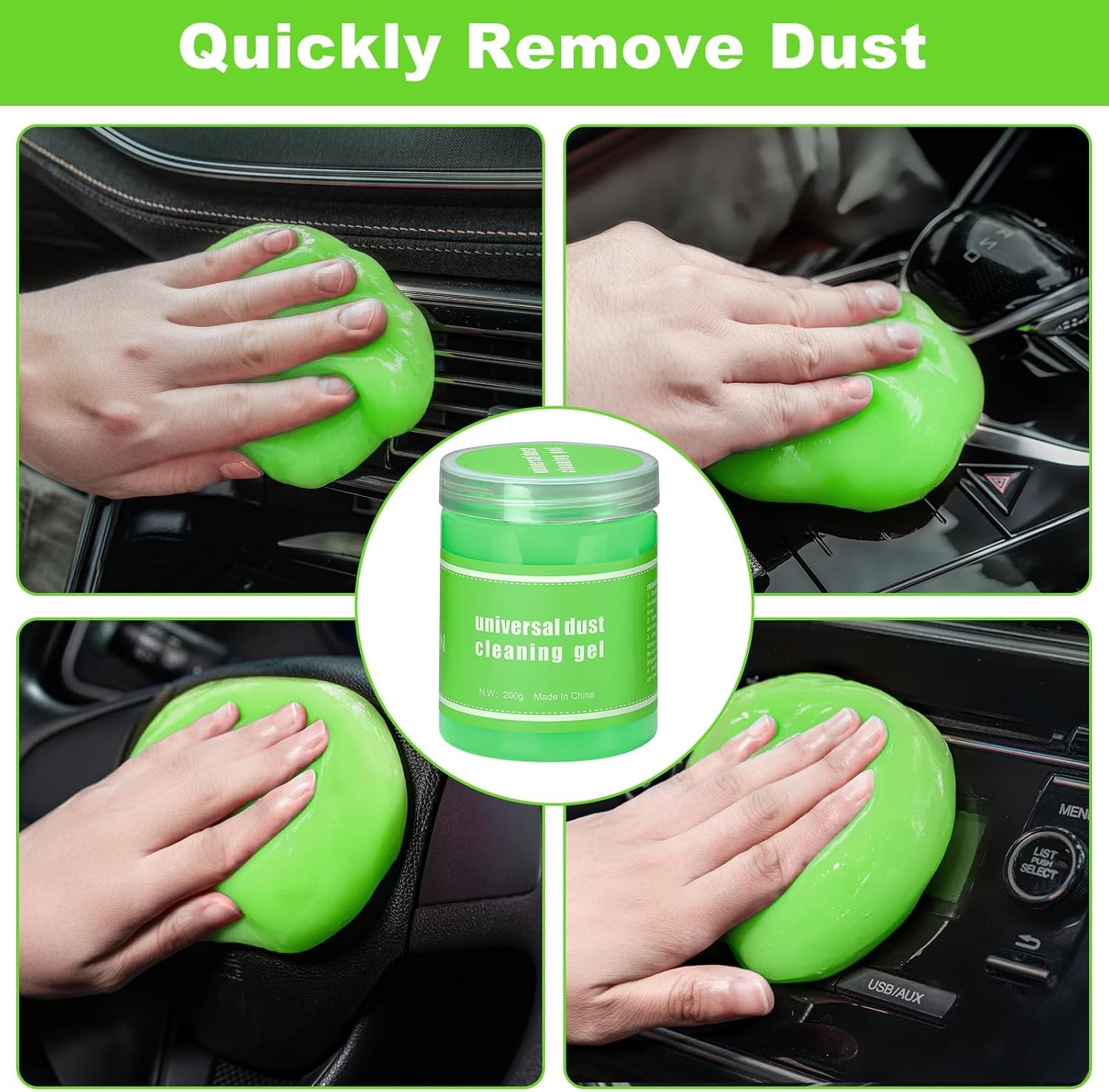 Green Windshield Cleaner Tool, 17Pcs Car Interior Cleaning Kit, Detailing Kit In