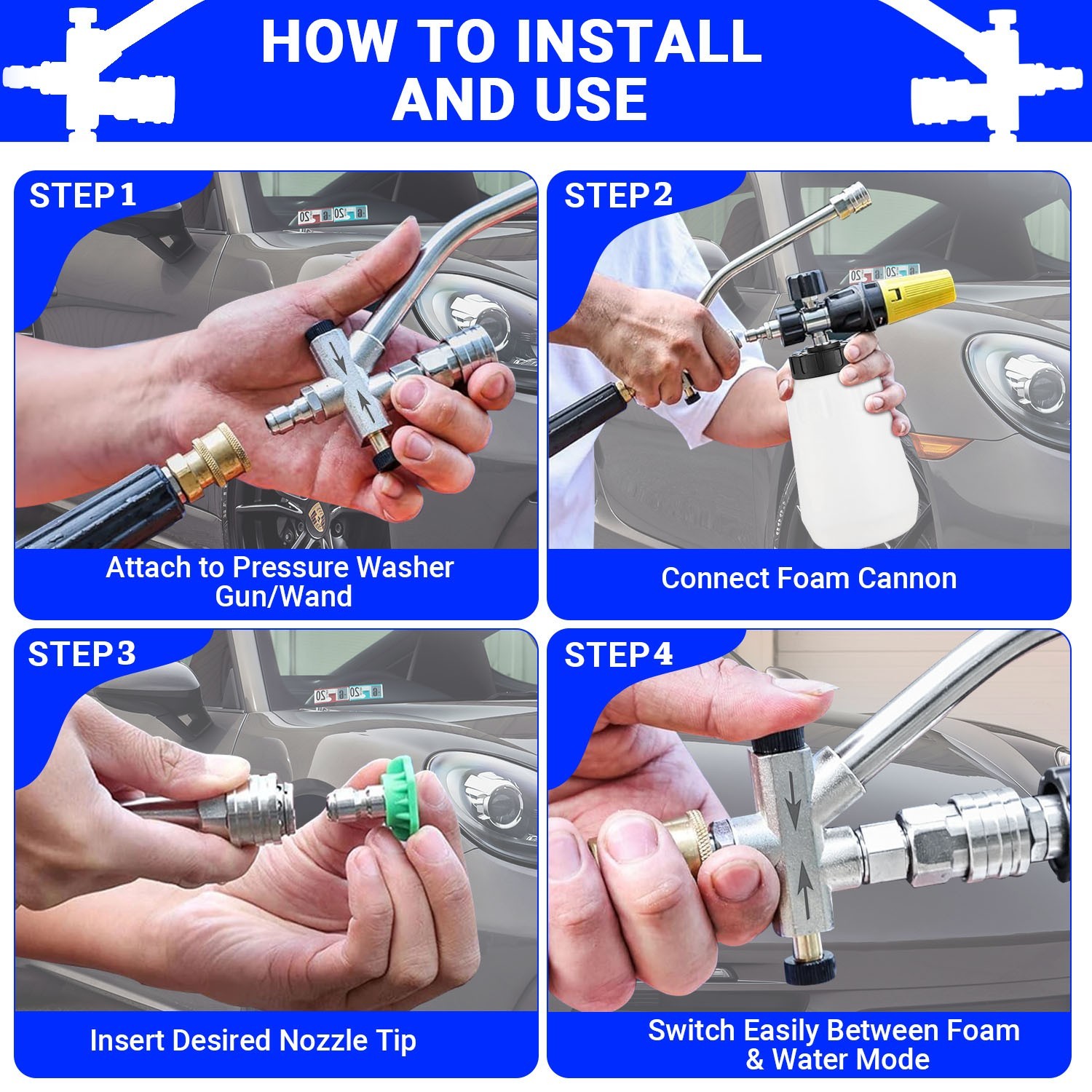ProDetail Dual Kit – Foam Cannon & Spray Nozzle Quick Switch Adapter 4000PSI