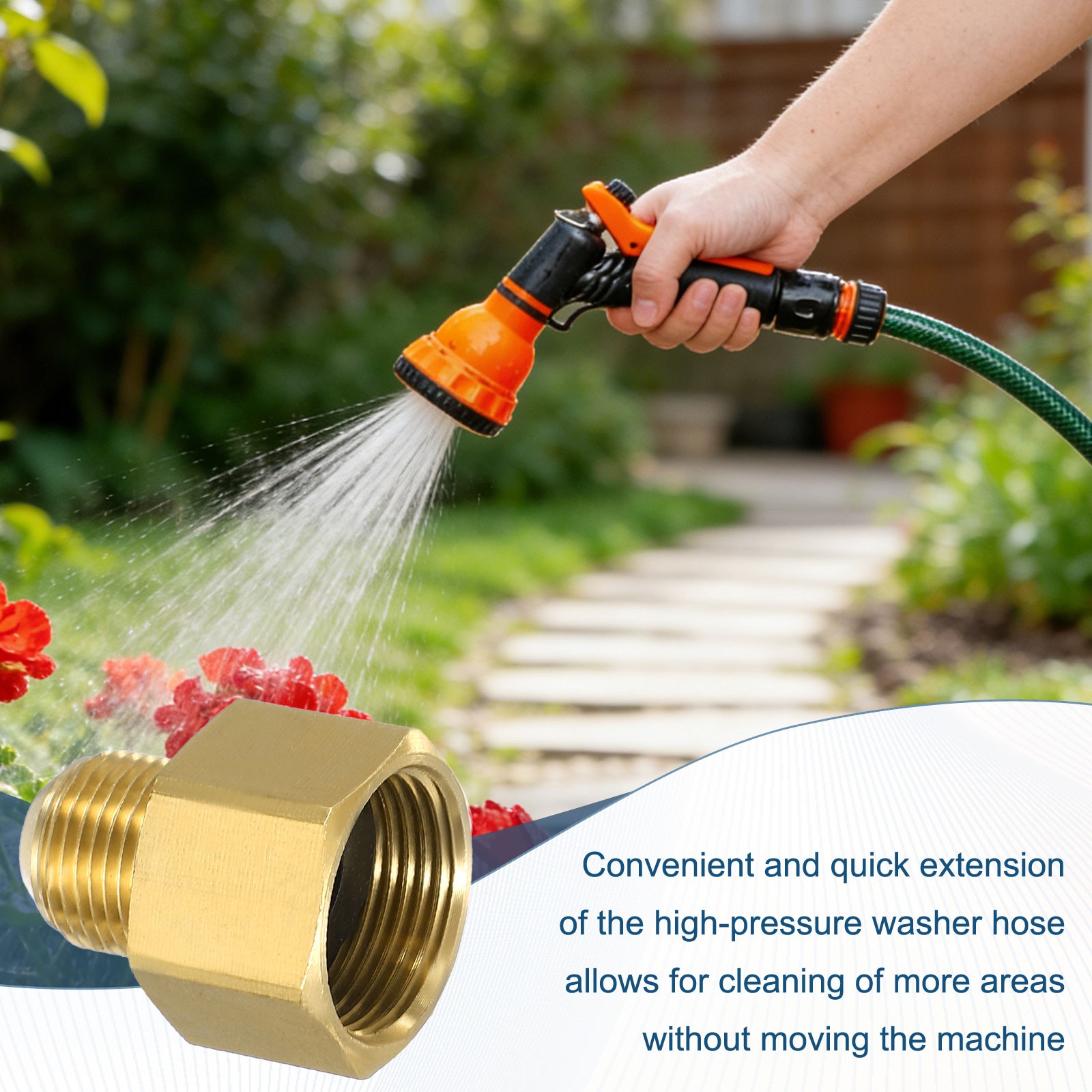 Pressure Washer Connector G3/8 Male to M22 Female Spigot 4800PSI Copper,