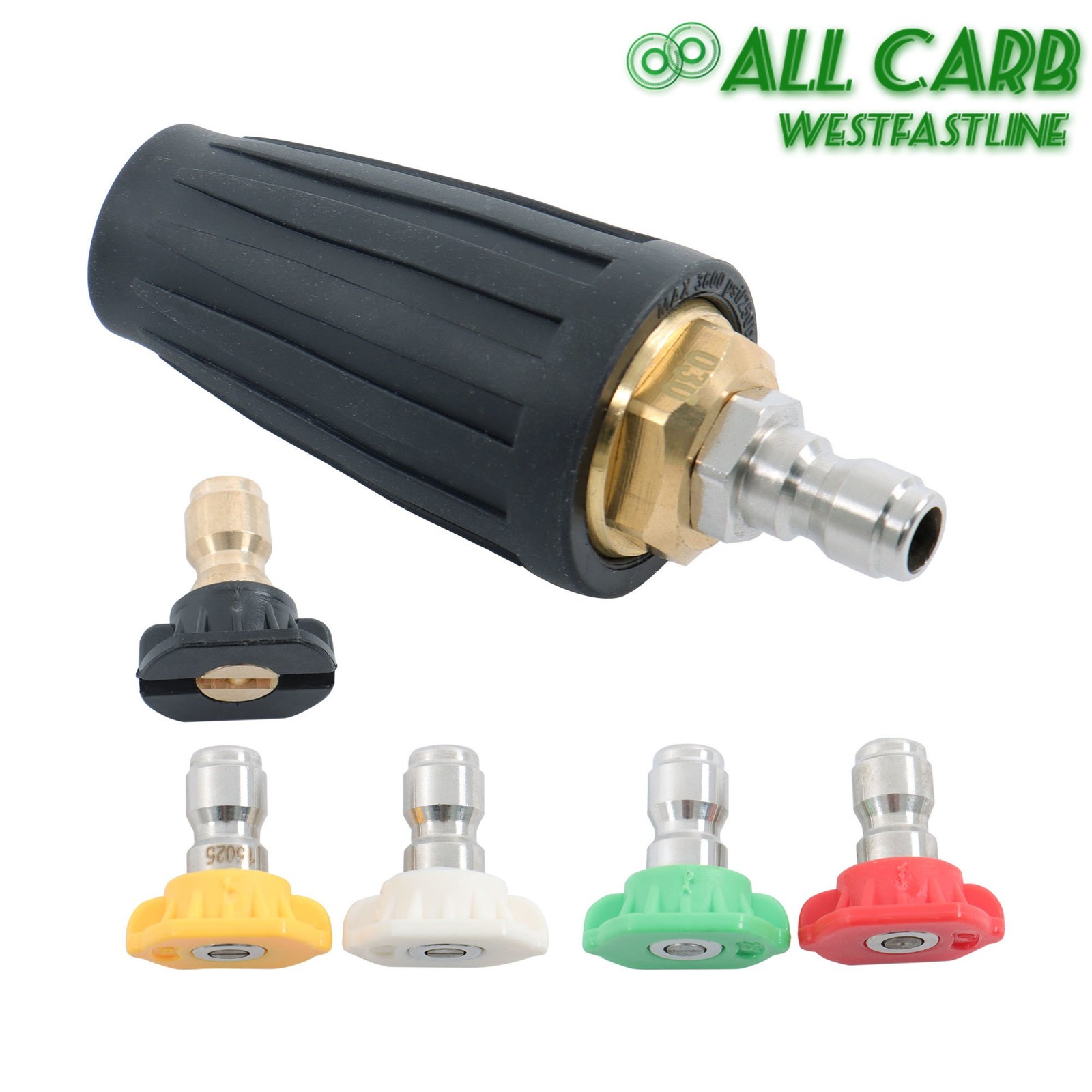 4000 PSI Pressure Power 360° Rotating Turbo Nozzle 4.0 Gpm Quick Connector 1/4″