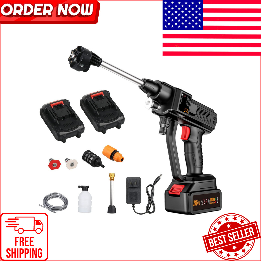Aumotop Cordless Portable Pressure Washer, 6 in 1 Nozzle Electric High Power Was
