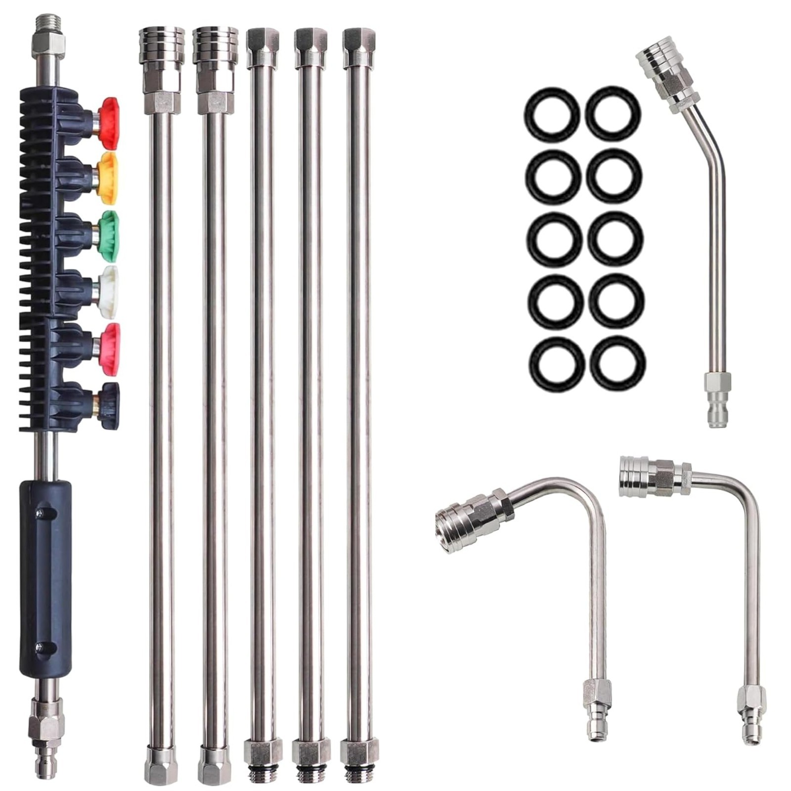 9 Pack Pressure Washer Extension Wand – Stainless Steel Lance, 6 Nozzle Tips, Gu