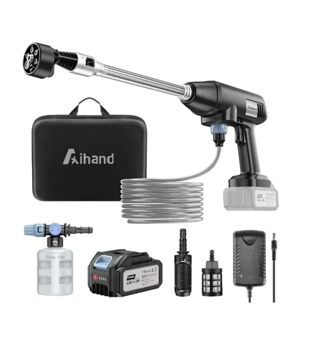 Aihand Cordless Pressure Washer, 700PSI Portable Power Washer, 1.18GPM, 21V R…