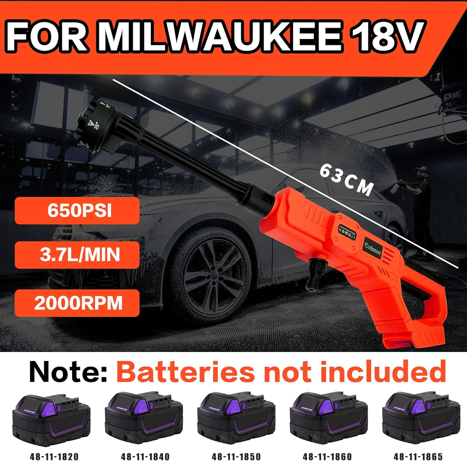 Car Power Washer for Milwaukee 18V Battery 48-11-1850,1000PSI Portable Pressure