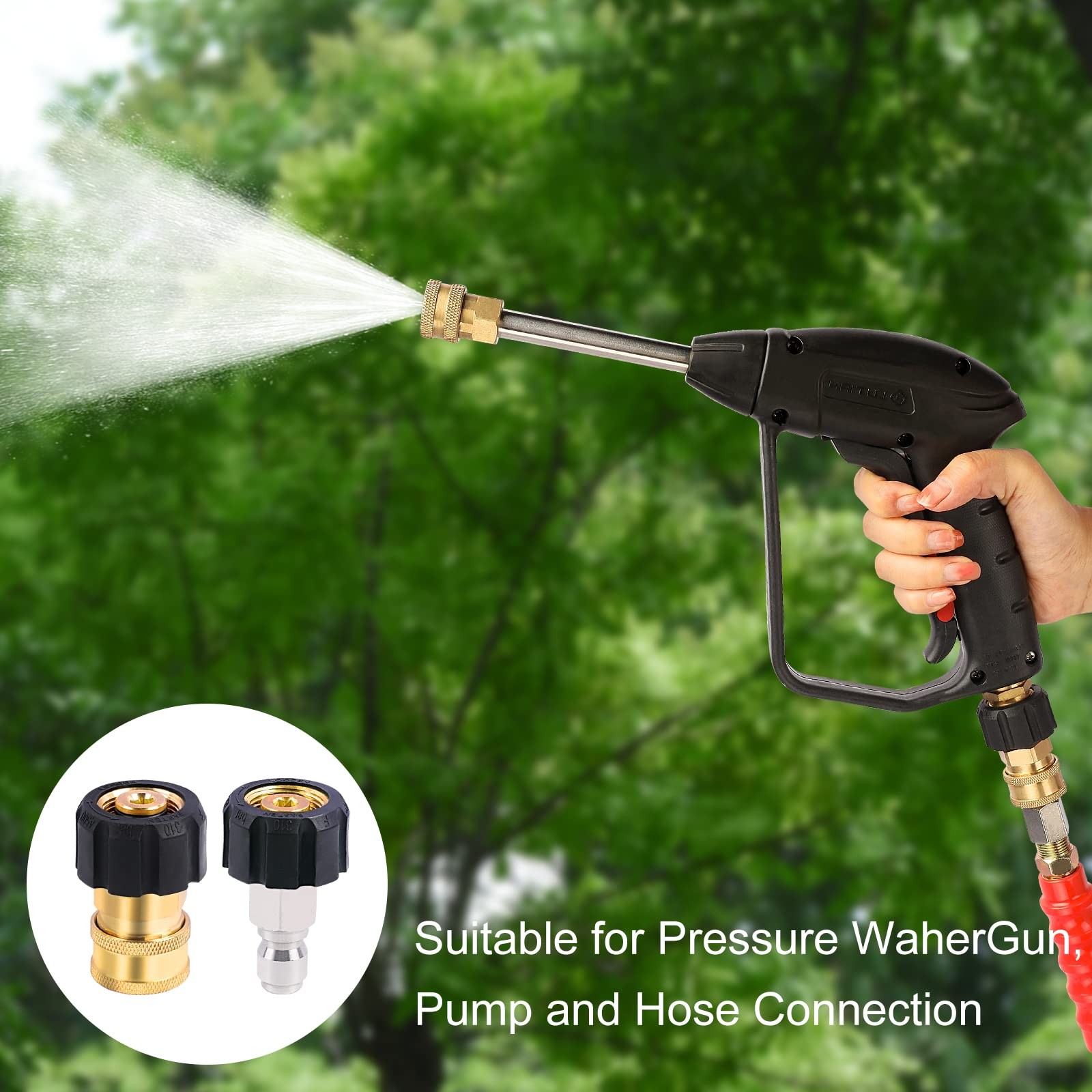 Pressure Washer Adapter Set, M22 14mm to 3/8 inch Quick Connect and Disconnec…