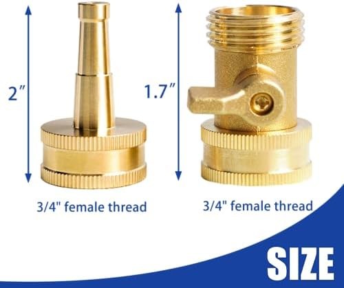 2 Set Heavy Duty Brass Hose Nozzle, Pressure Jet Nozzle with Hose Shutoff Valve,